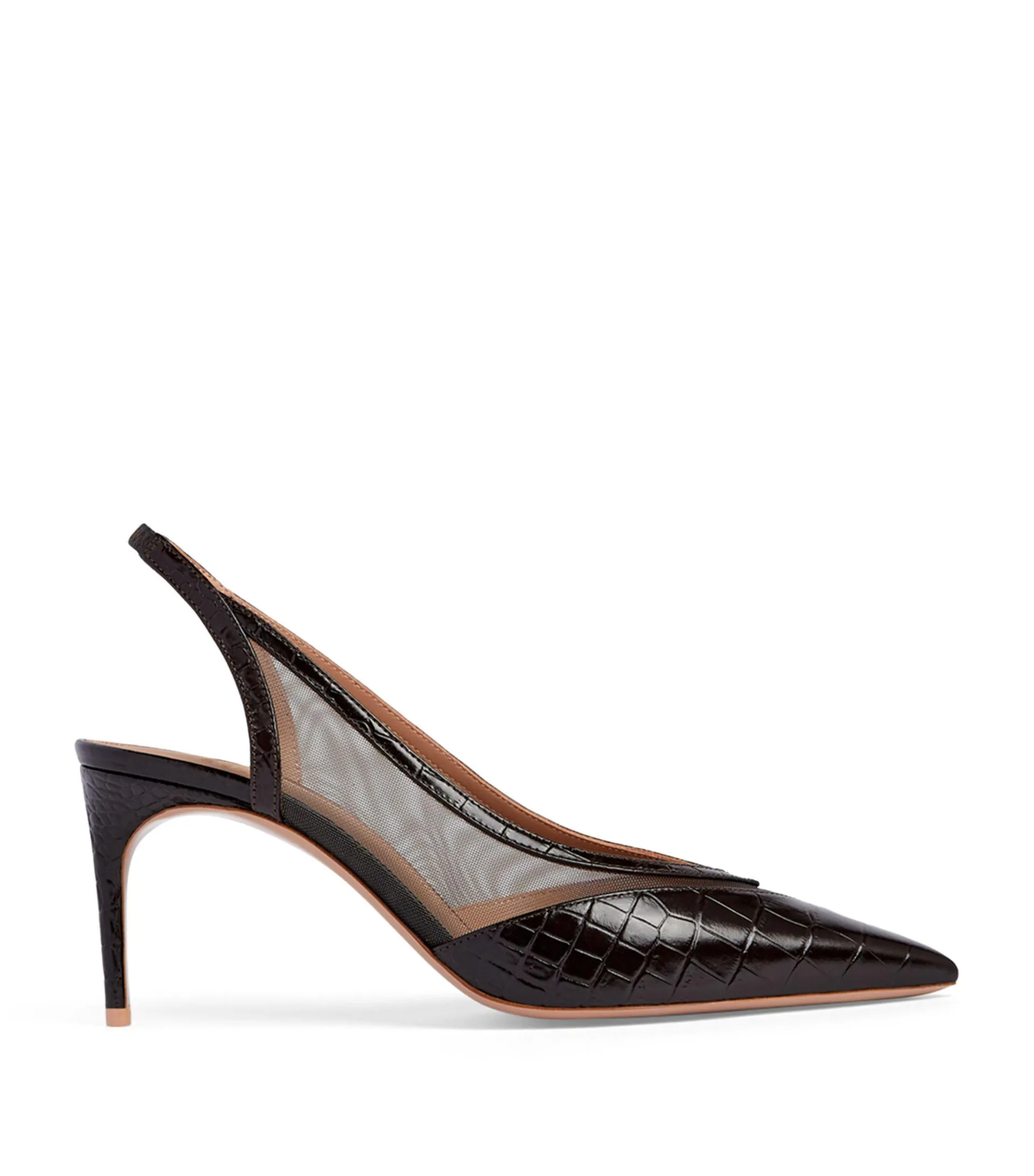 Croc-Embossed Leather Collins Slingback Pumps 70