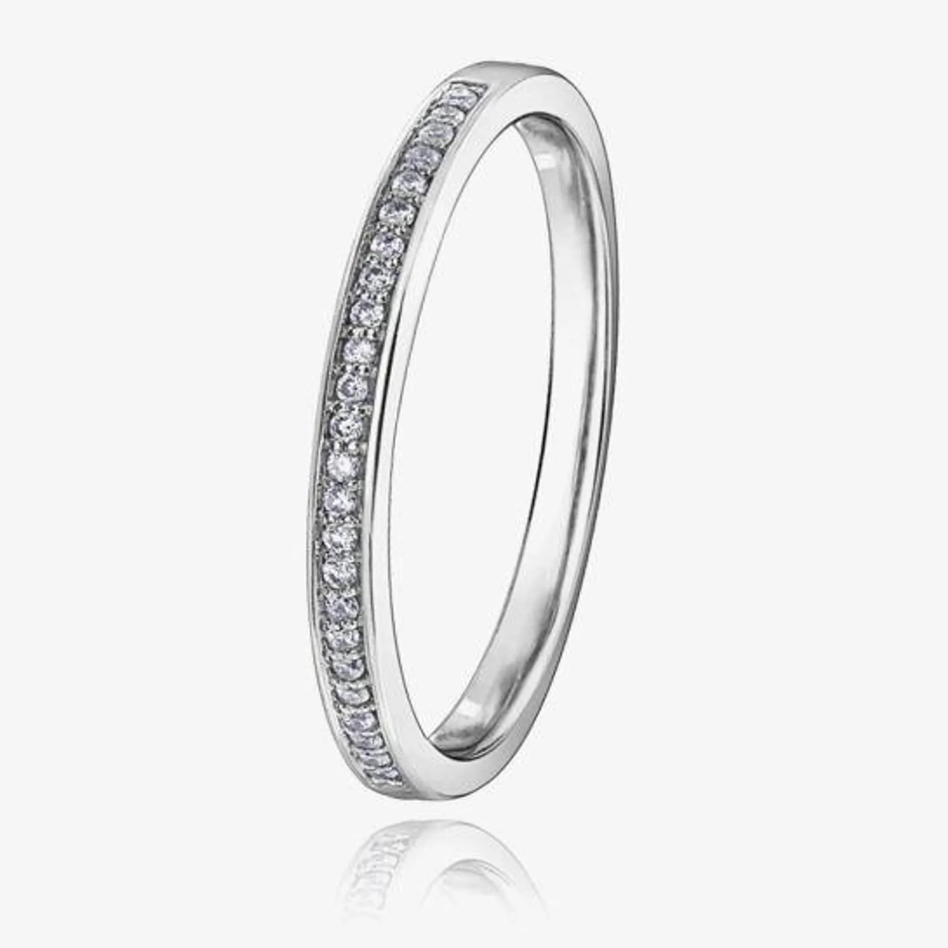 9ct White Gold 0.08ct Diamond Half-Eternity Wedding Ring 30388WDWG/20-10