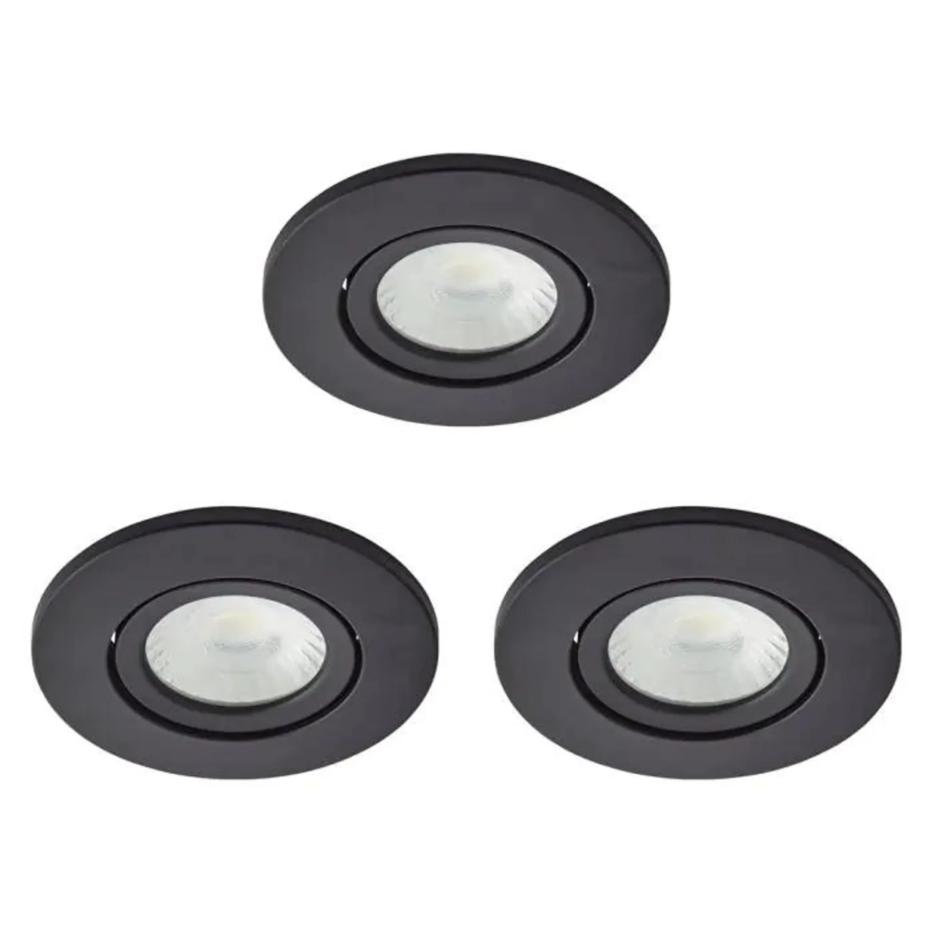 3 Pack of Ruva Fire Rated LED IP65 Downlight, Satin Black