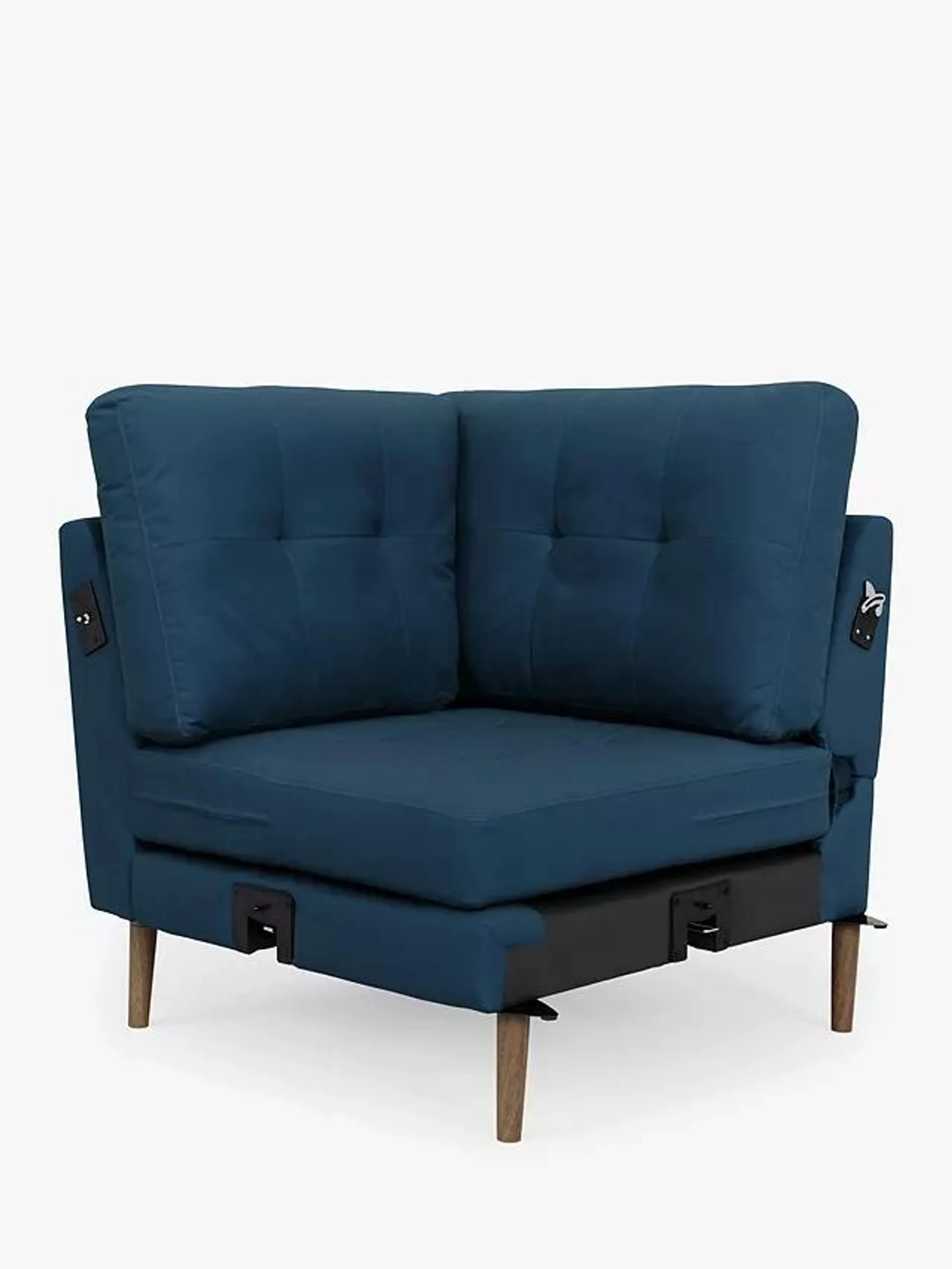 Sofi Modular Sofa Corner Seat Unit, Dark Leg, Navy Velvet
