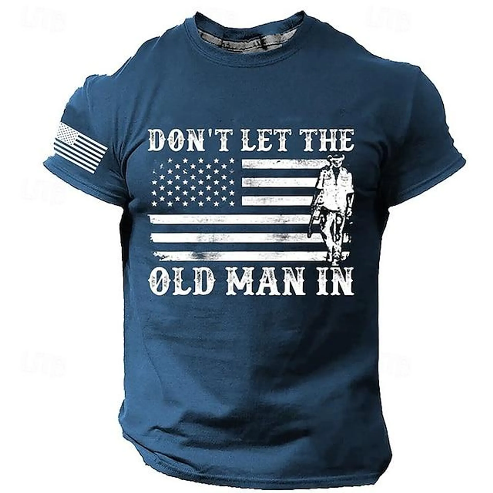 Graphic American Flag Old Man Retro Vintage Casual Street Style Men's 3D Print T shirt Tee Sports Outdoor Holiday Going out T shirt Black Green Dark Blue Short Sleeve Crew Neck Shirt Spring & Summer