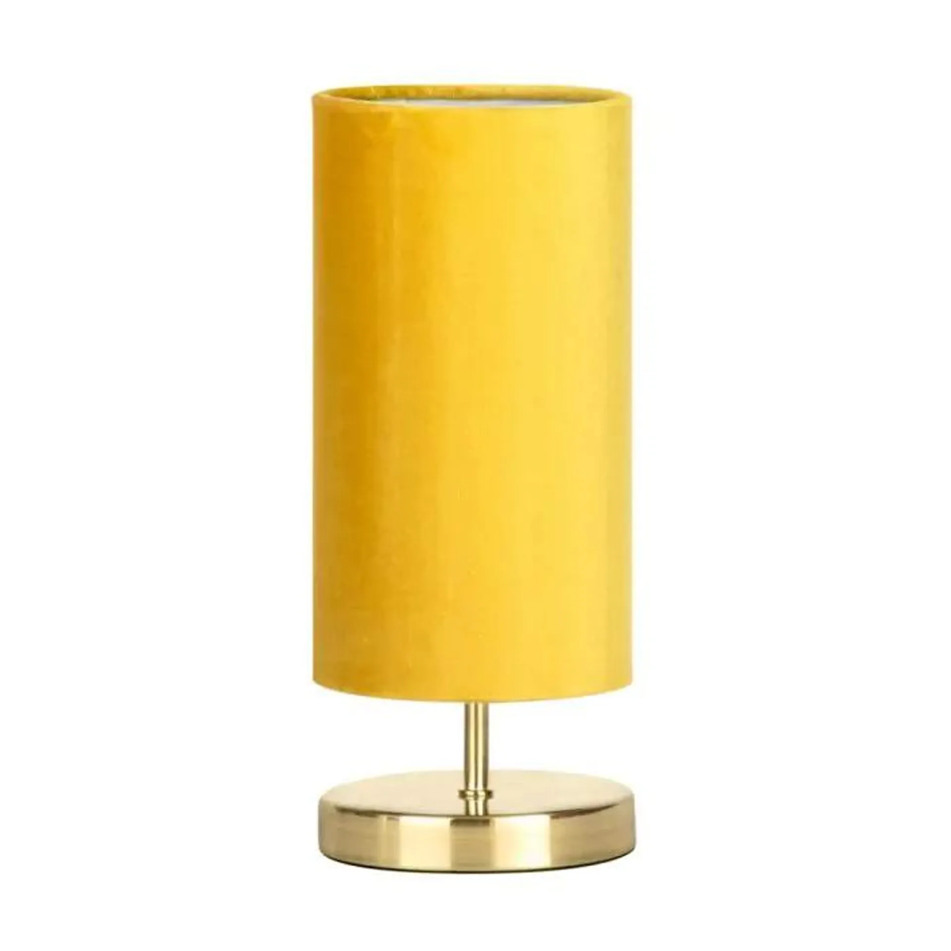 Taylor Velvet Table Lamp, Ochre and Brass