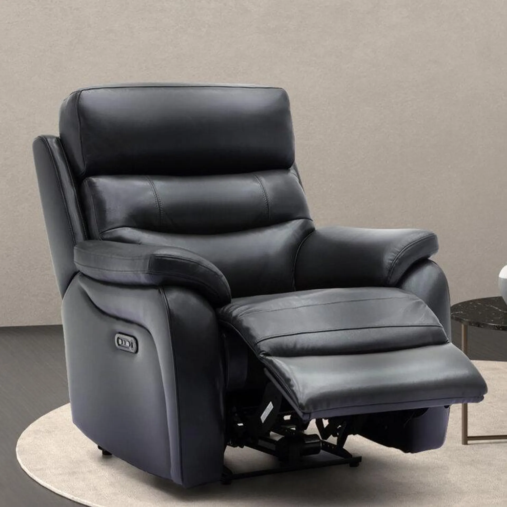 Fletcher Dark Grey Leather Power Recliner Armchair with Power Headrest