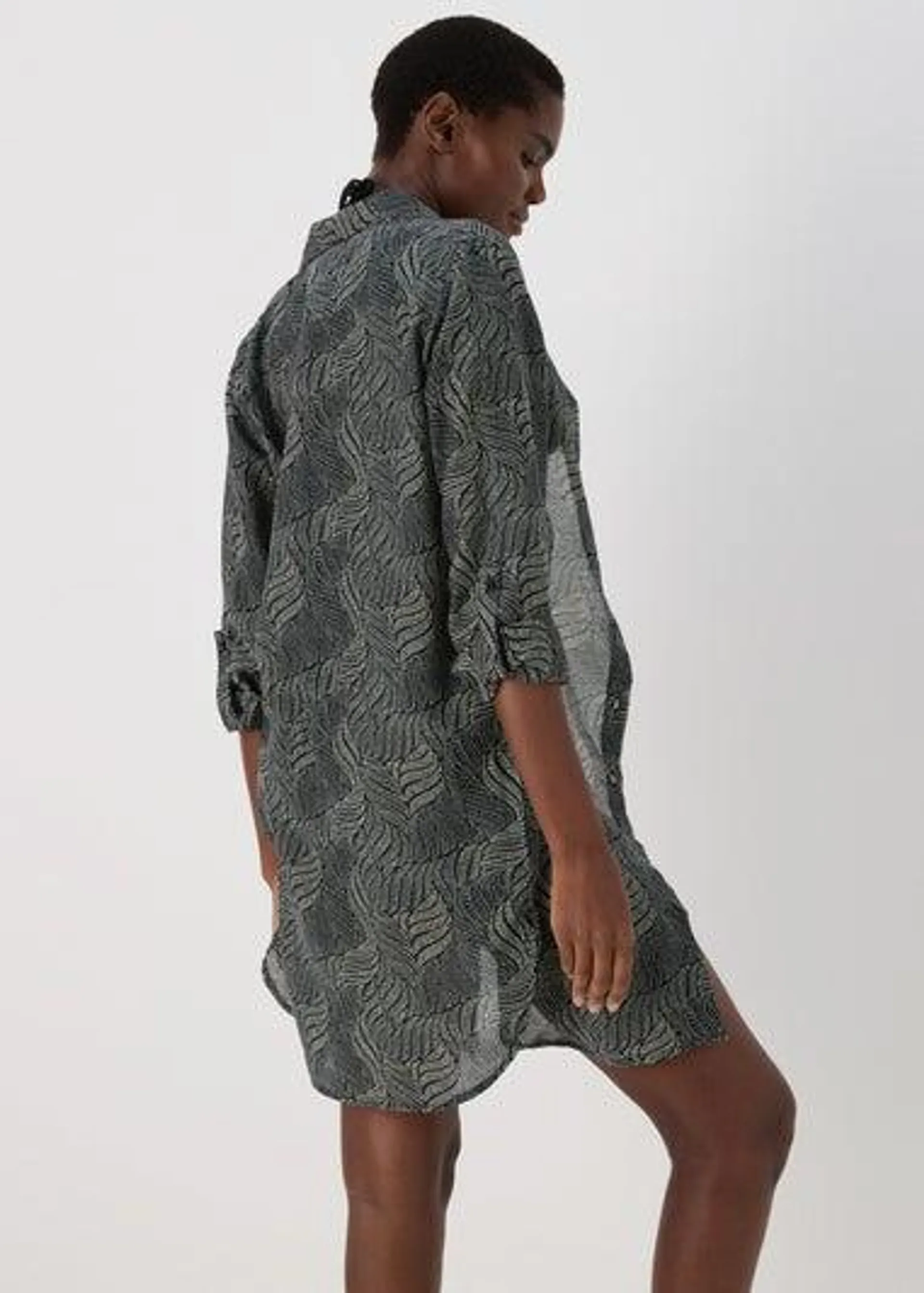 Black Spot Print Beach Shirt