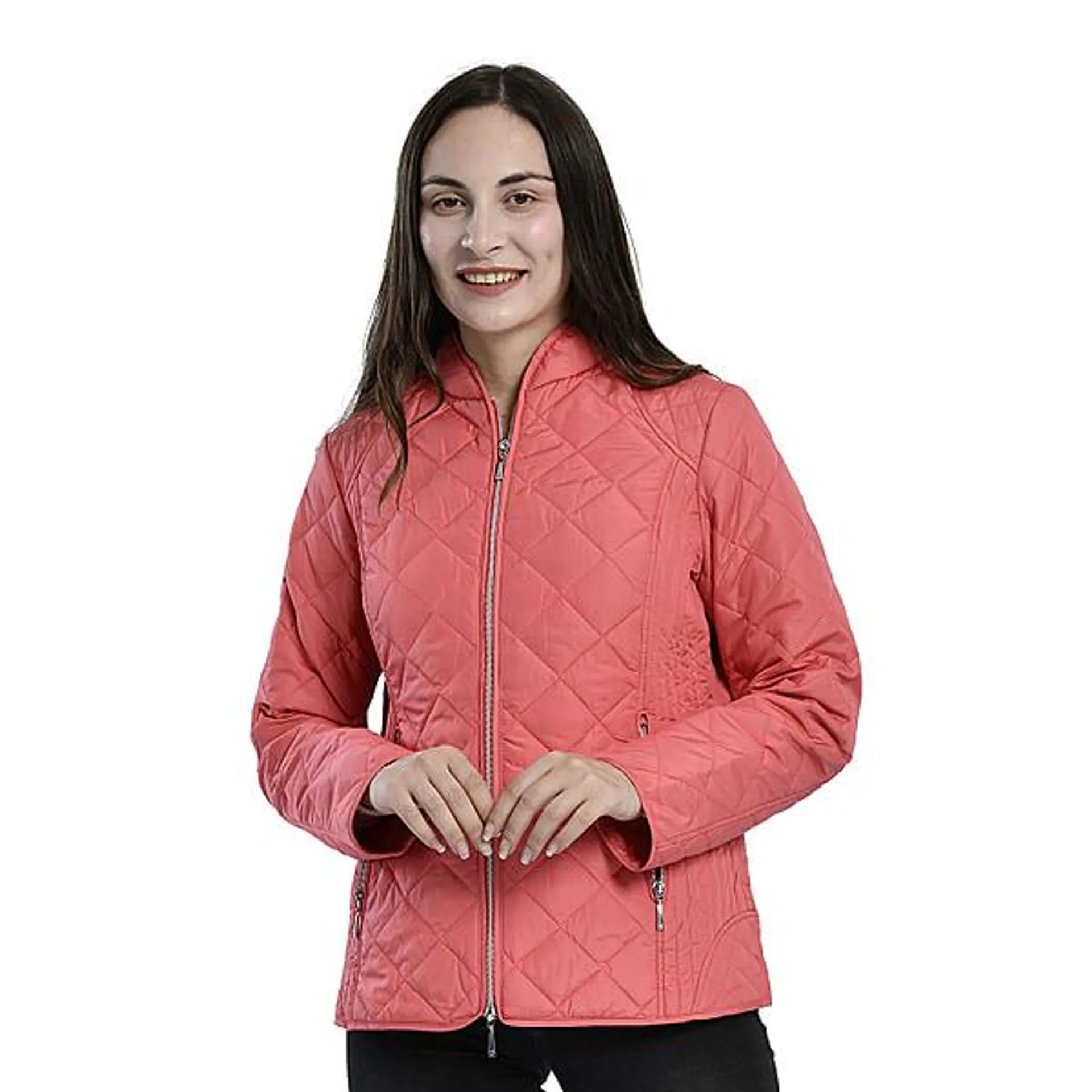 TAMSY Quilted Pattern Women's Padded Jacket - Peach