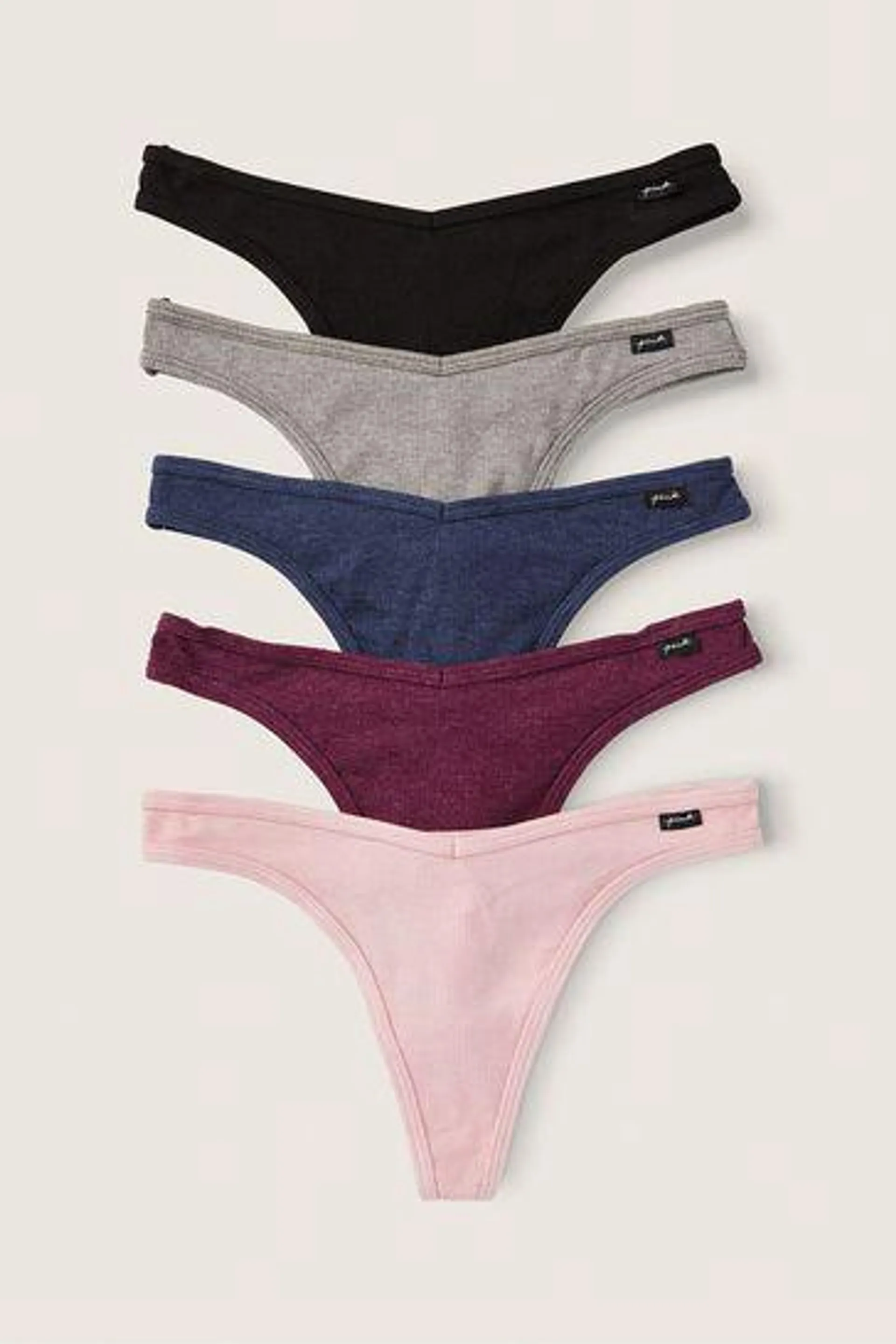 Stretch Cotton 5-Pack Cotton Thong Knicker