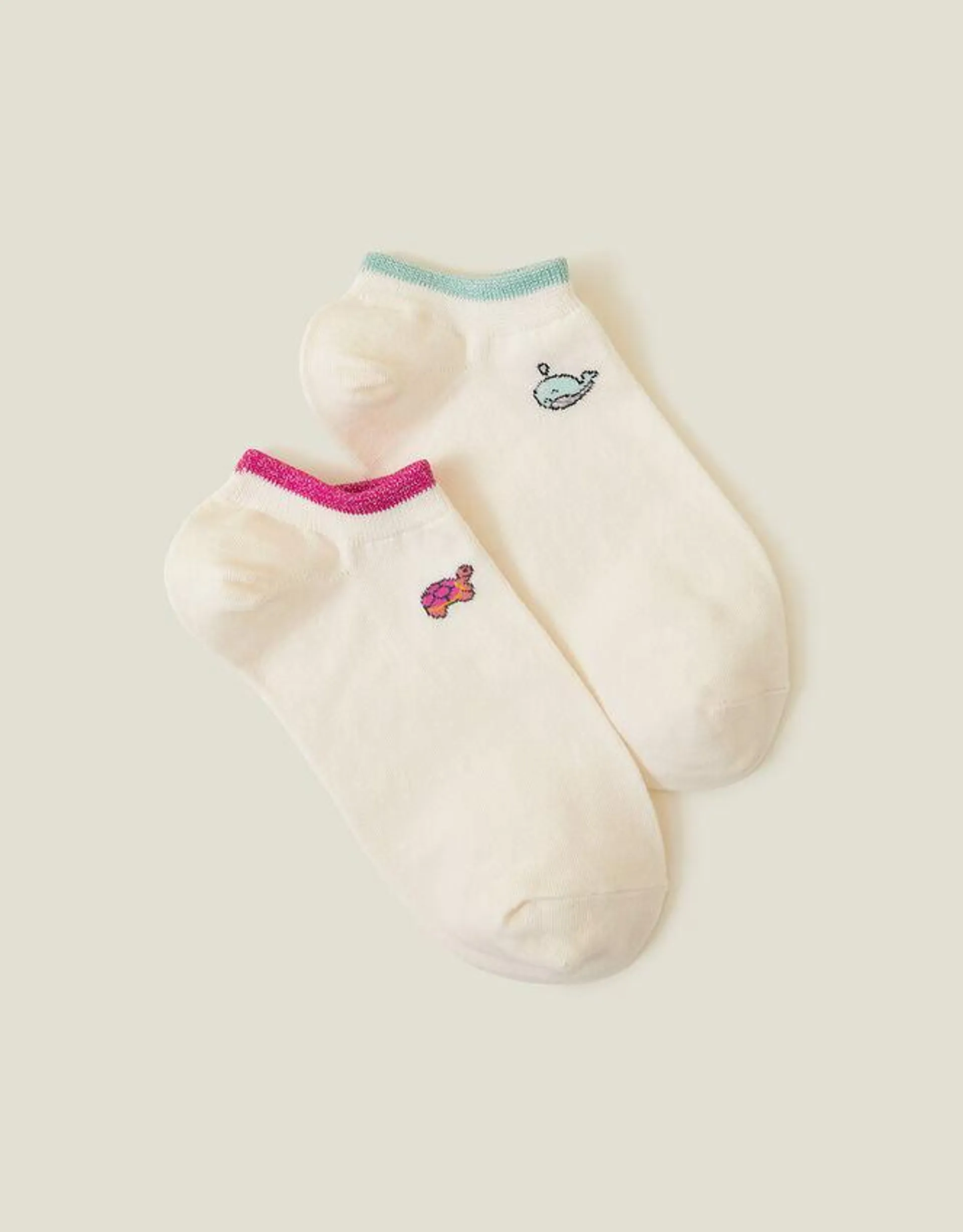 2-Pack Embroidered Trainer Socks