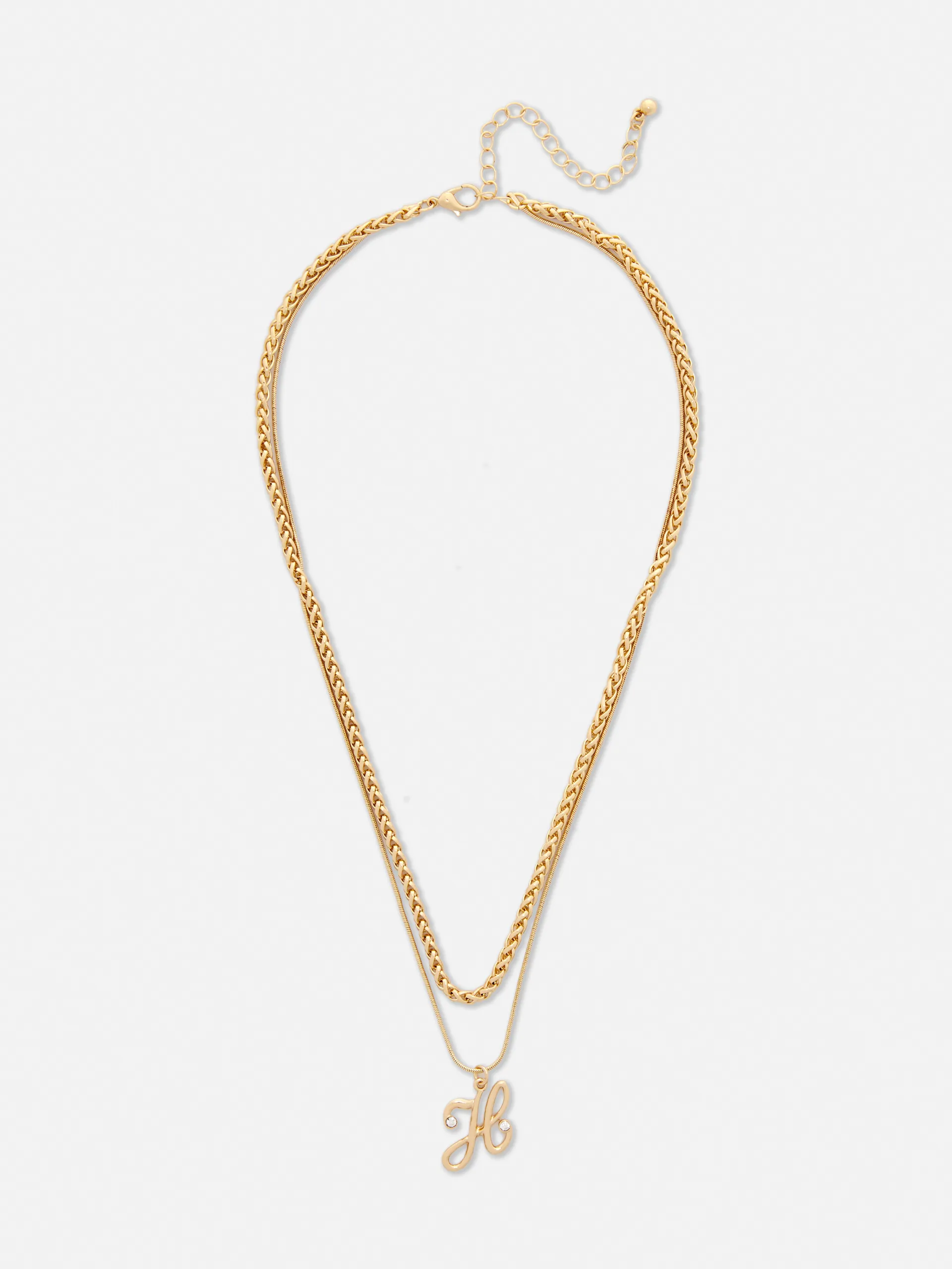 Dual Chain Initial Pendant Necklace