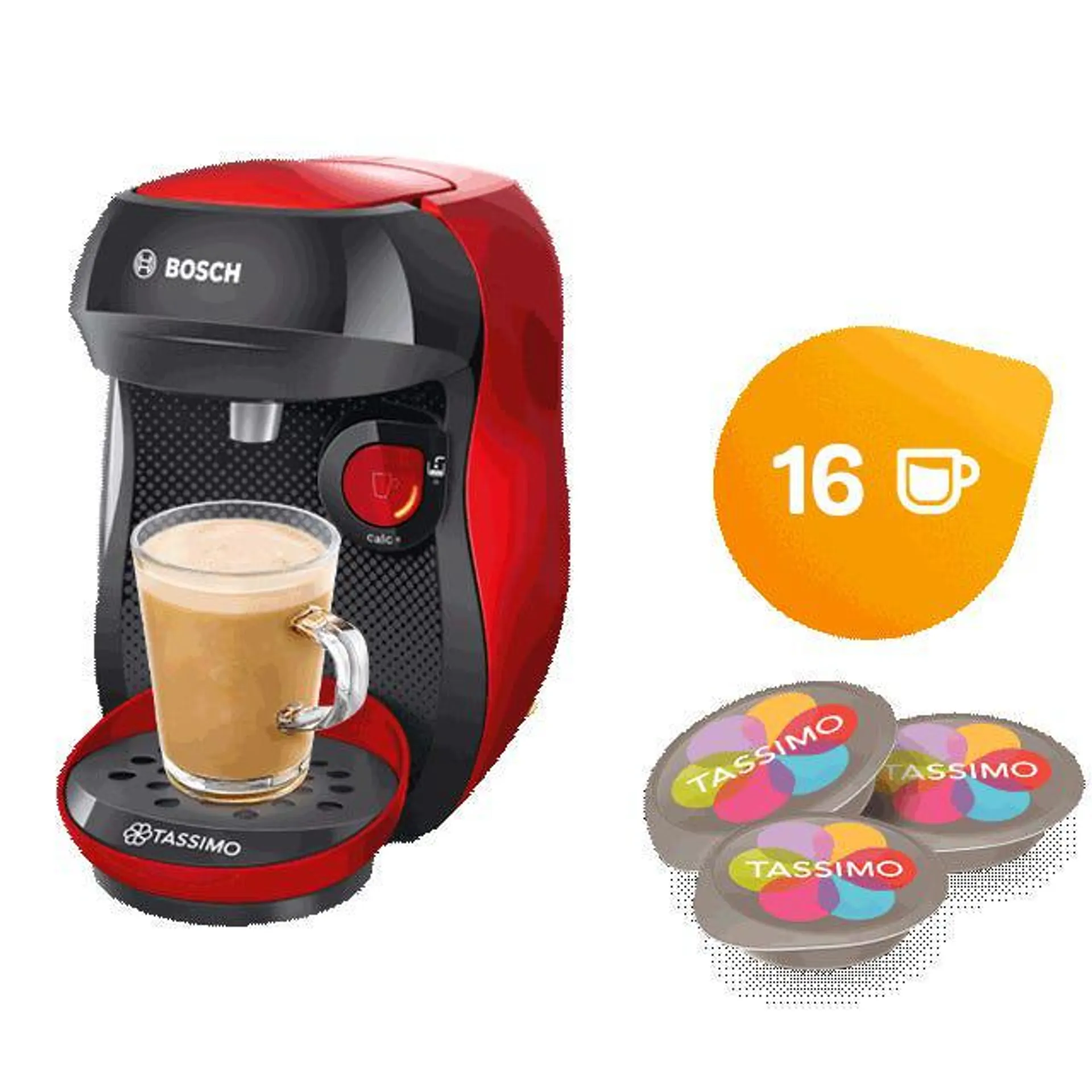Happy Red & Black Coffee Machine Includes Coffee Capsules