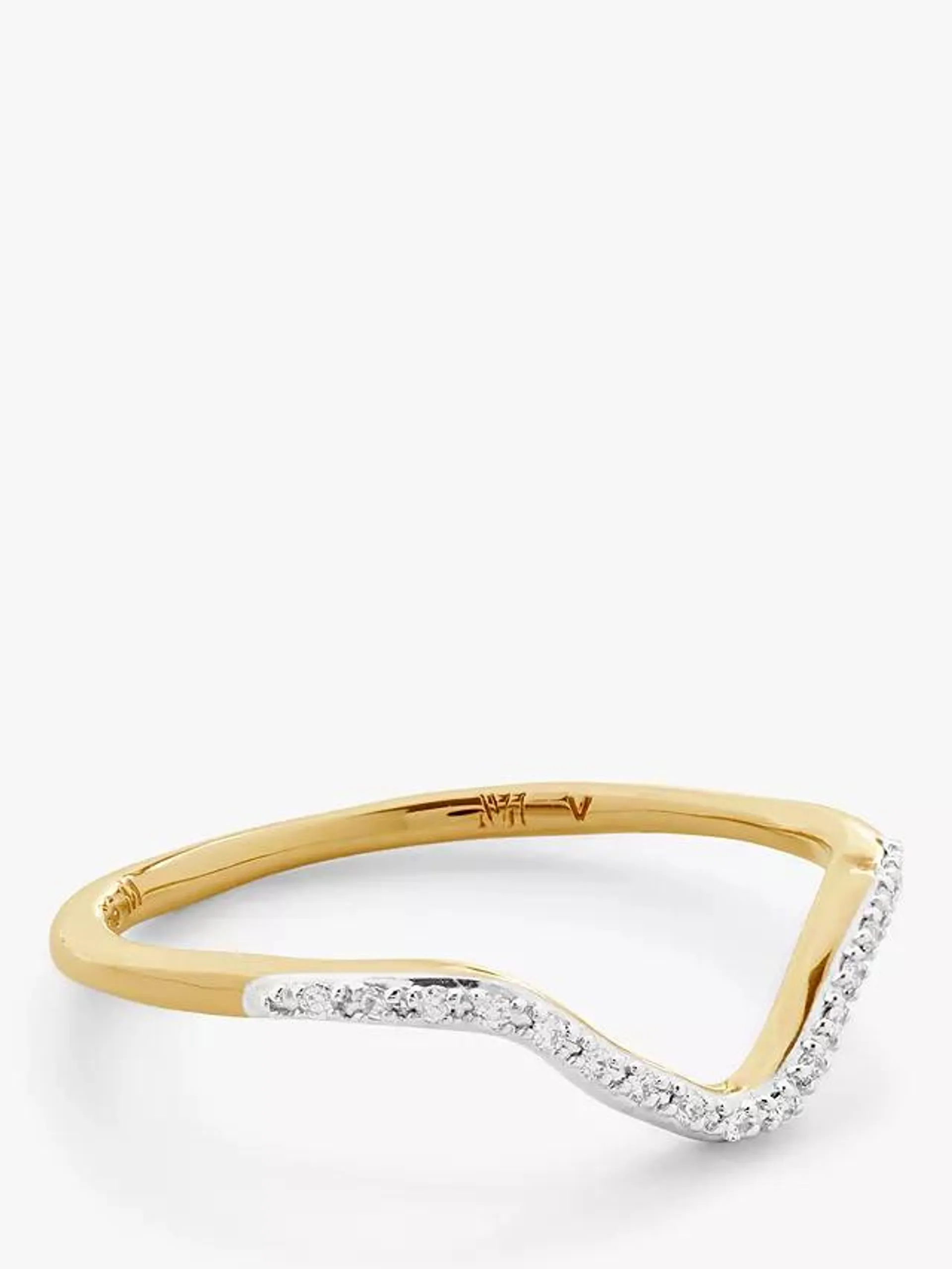 Monica Vinader Riva Wishbone Diamond Ring, Gold