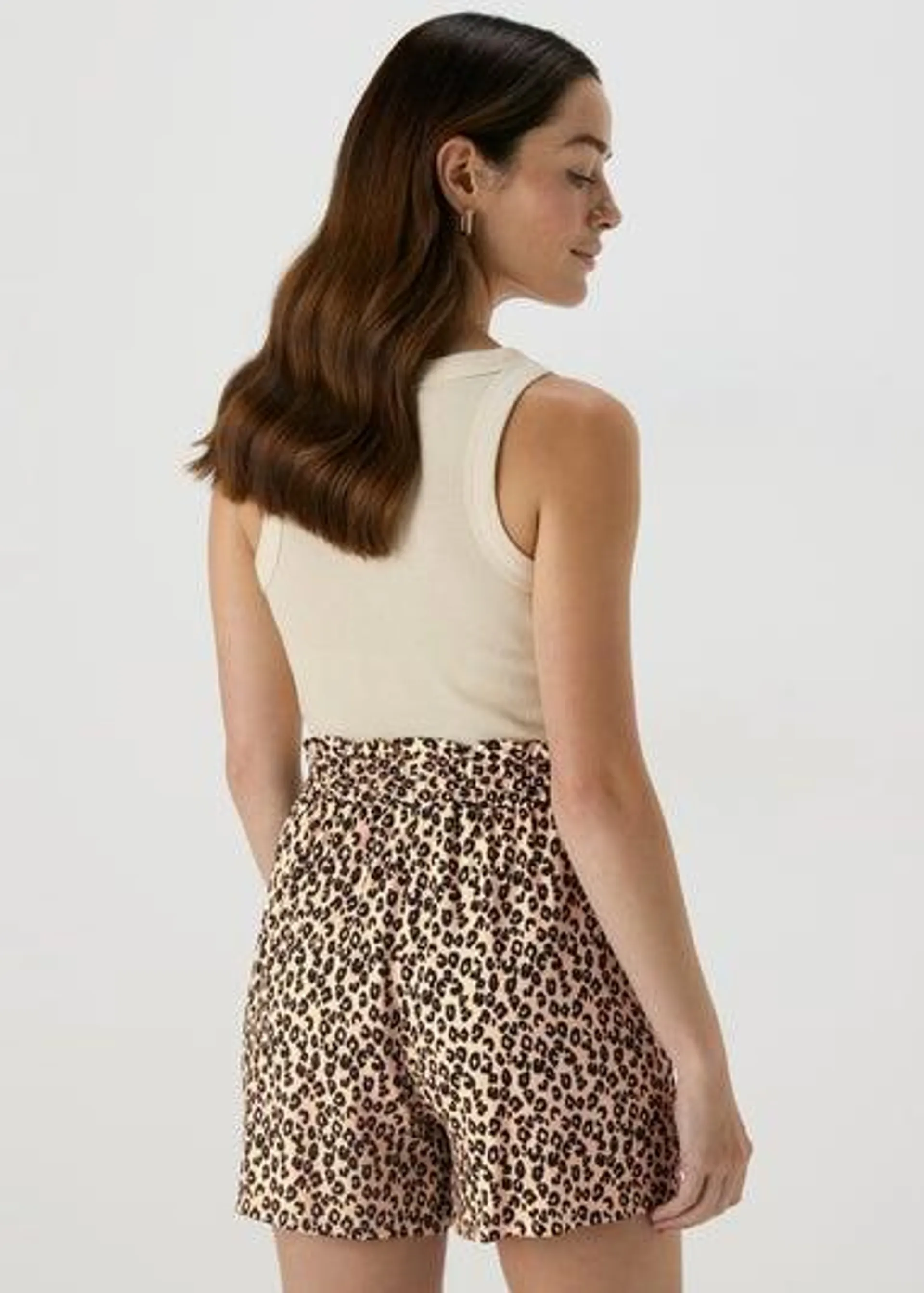 Brown Leopard Print Shorts