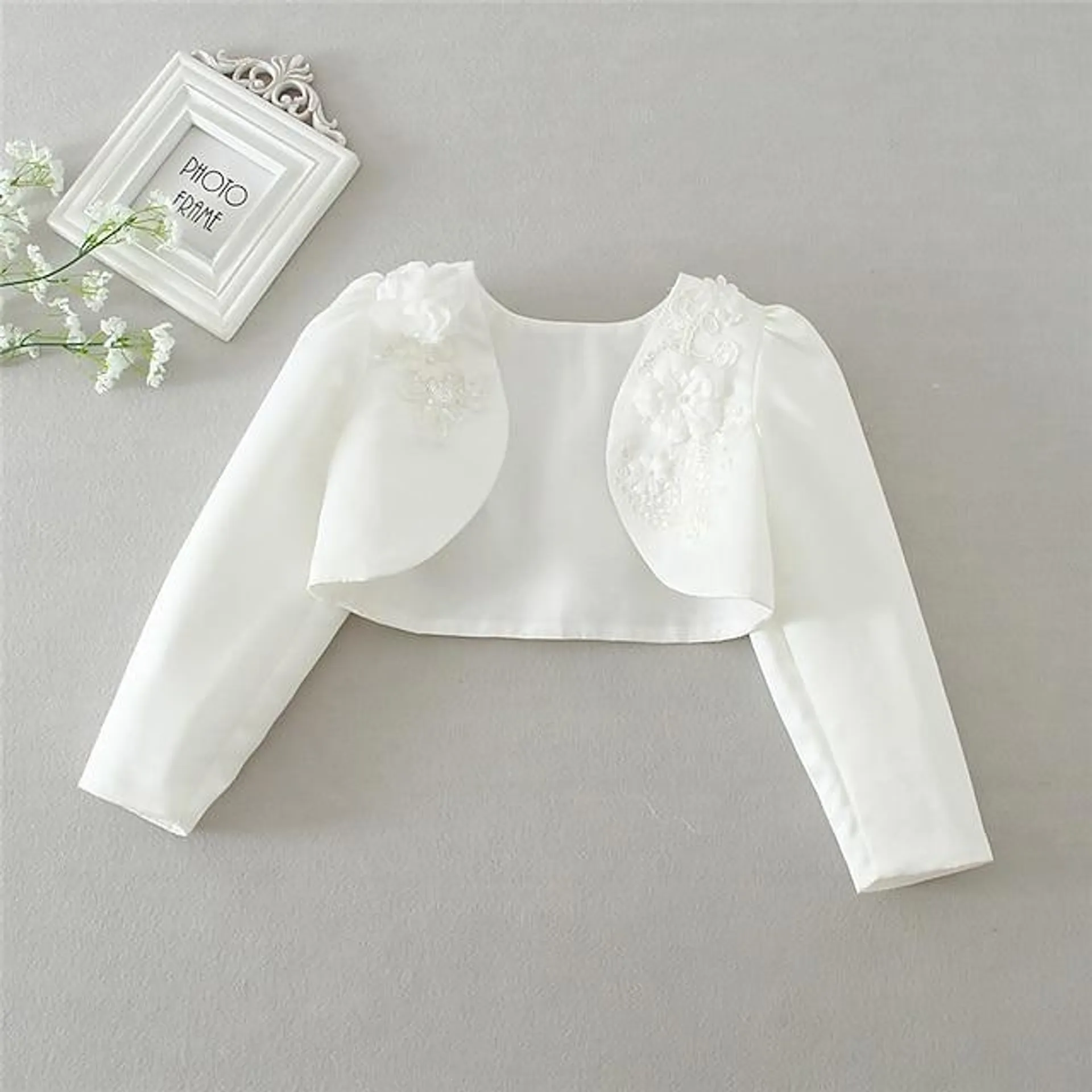 Niños Chica Blusa Color sólido Boda Manga Larga Moda Algodón 3-7 años Verano Blanco