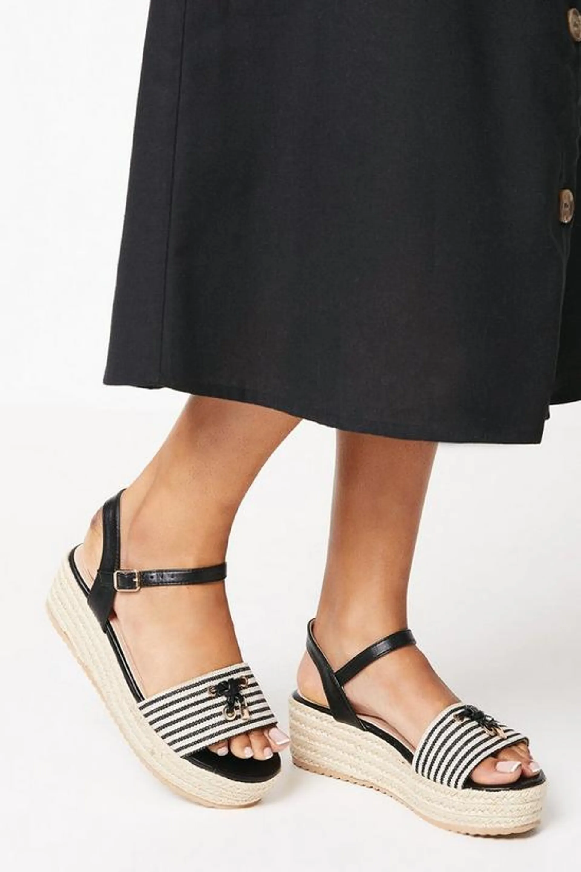 Darcy Stripe Medium Espadrille Wedge Sandals