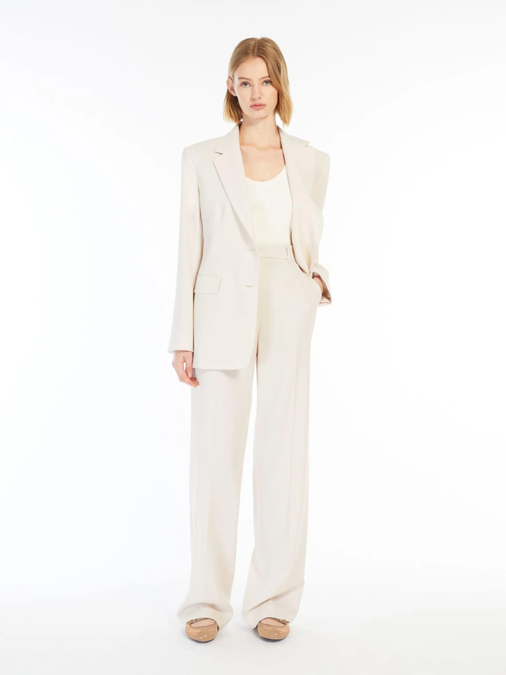 Wool crêpe satin trousers