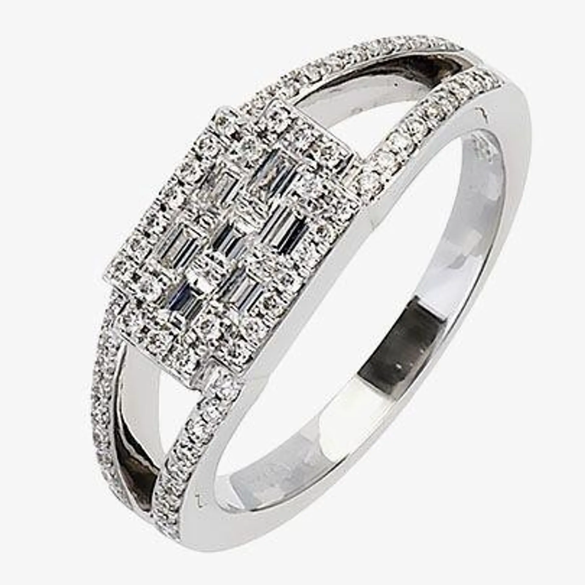 18ct White Gold Baguette Cut Diamond Fancy Ring 18DR363-W