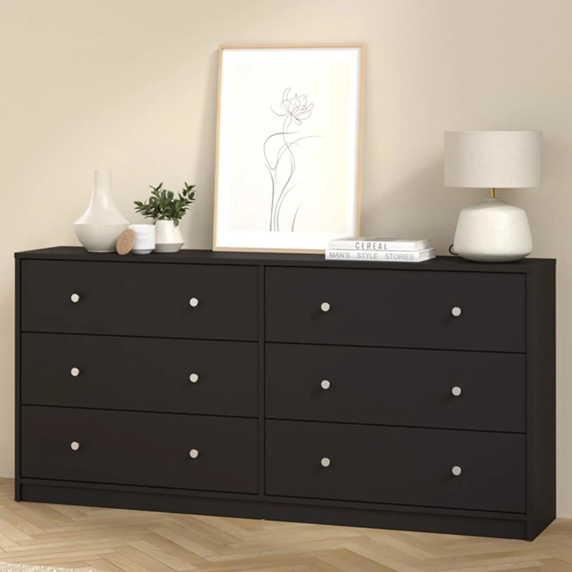 Furniture To Go May 6 Drawer Black Chest of Drawers