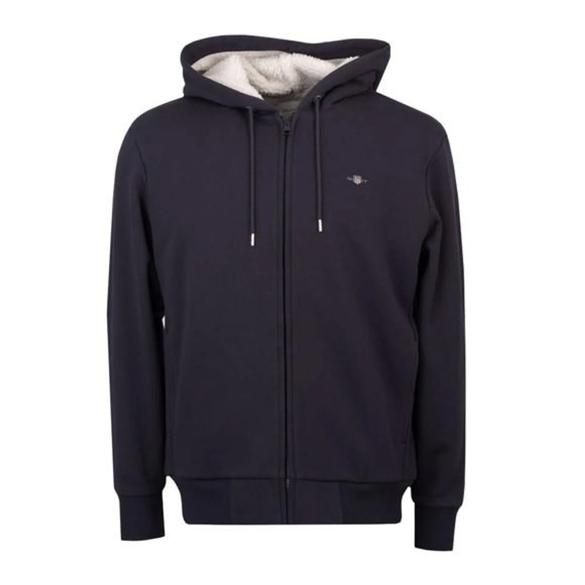 Mens Blue Sherpa Zip Fleece Hoodie