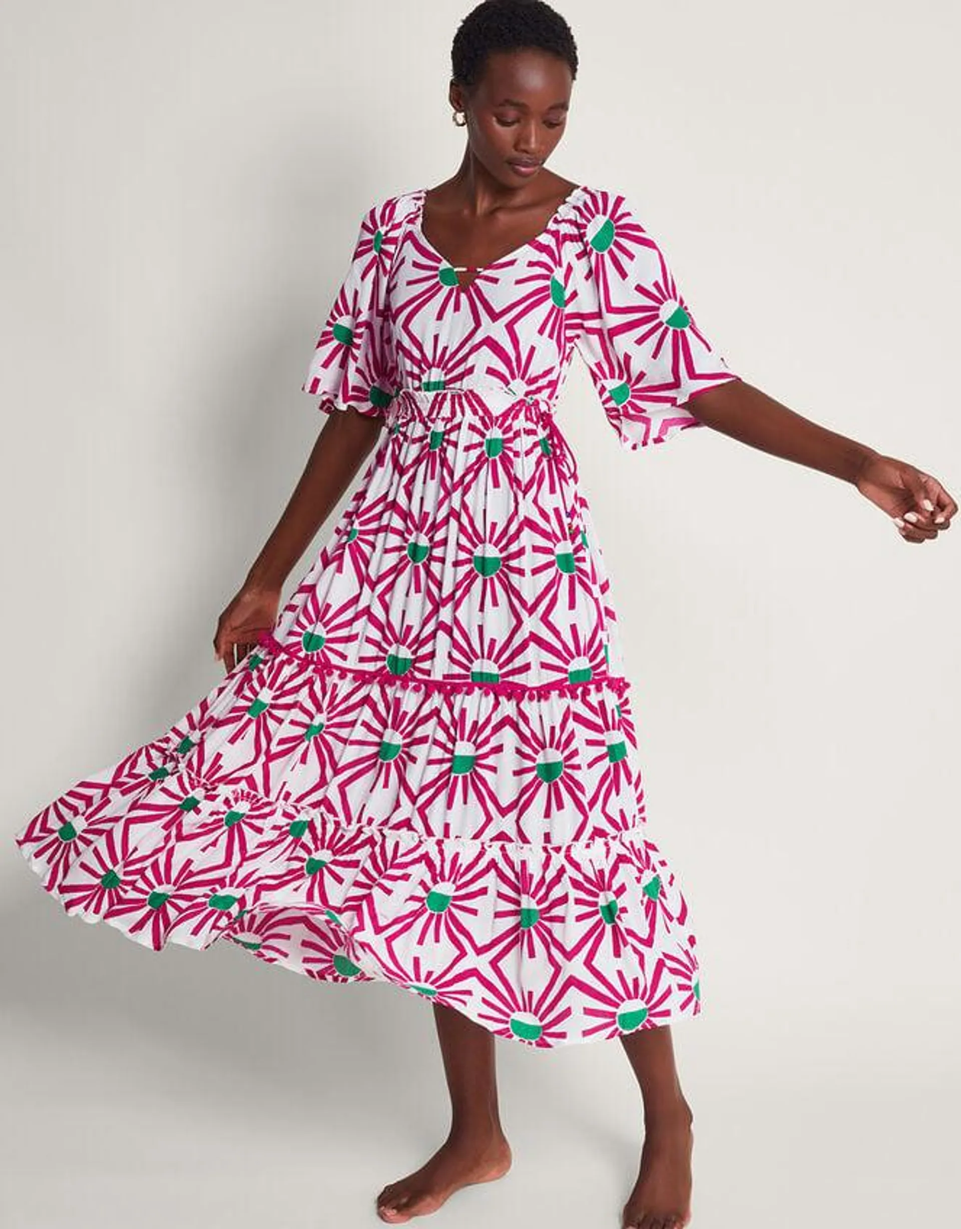 Zamora Geometric Sun Dress Pink