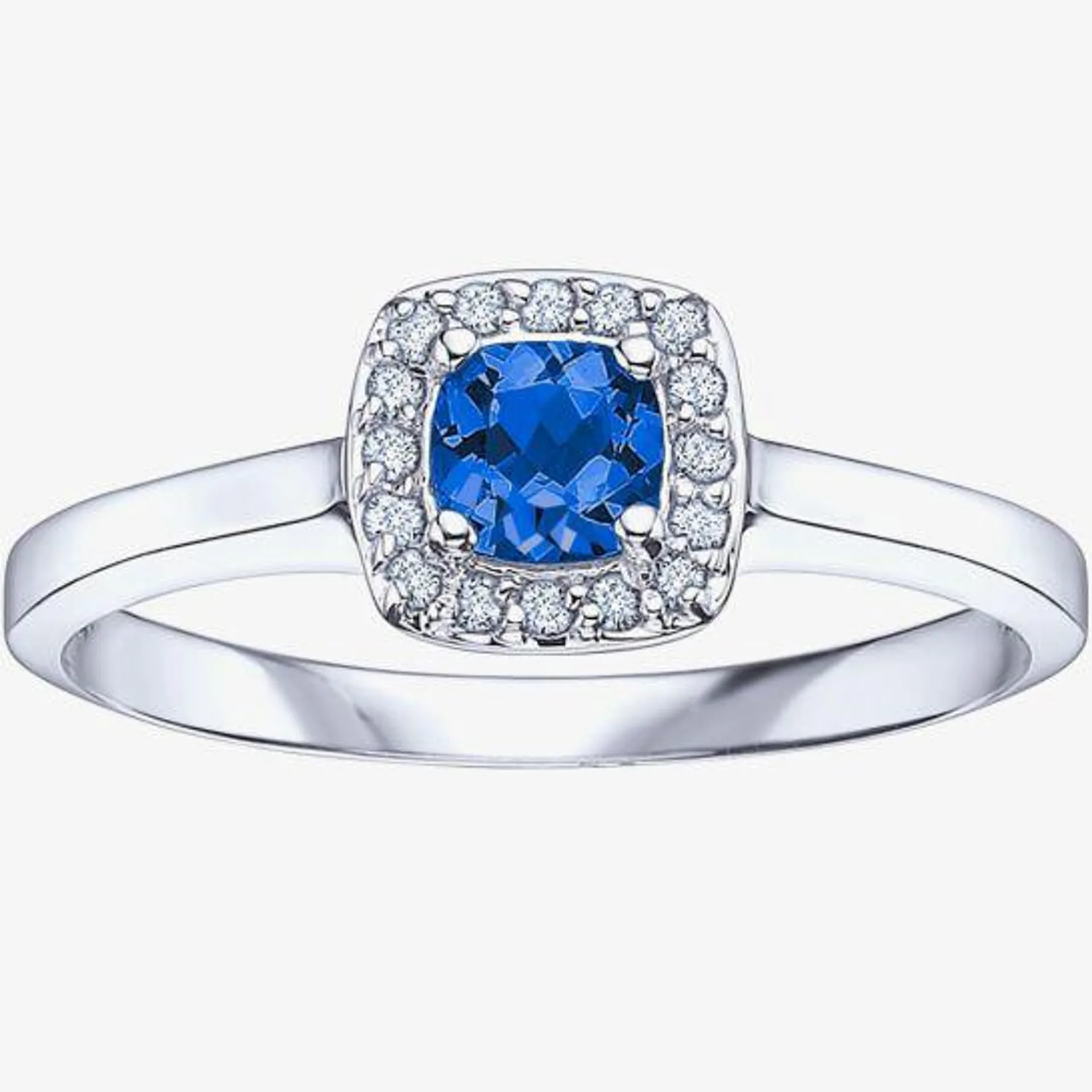 9ct White Gold Sapphire 0.07ct Diamond Ring 51Y61WG-10 (SAP)