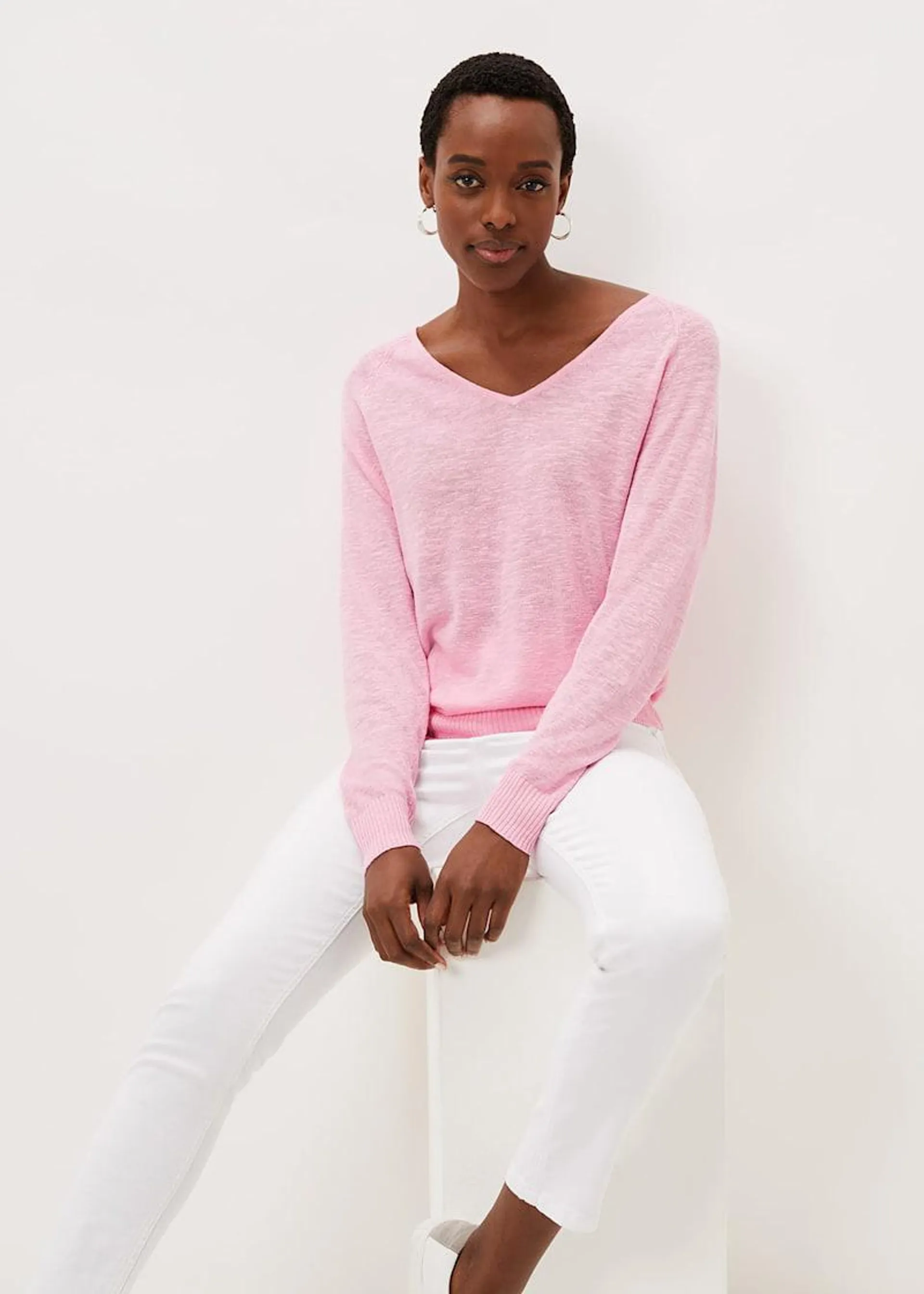 Senita Linen V-Neck Jumper