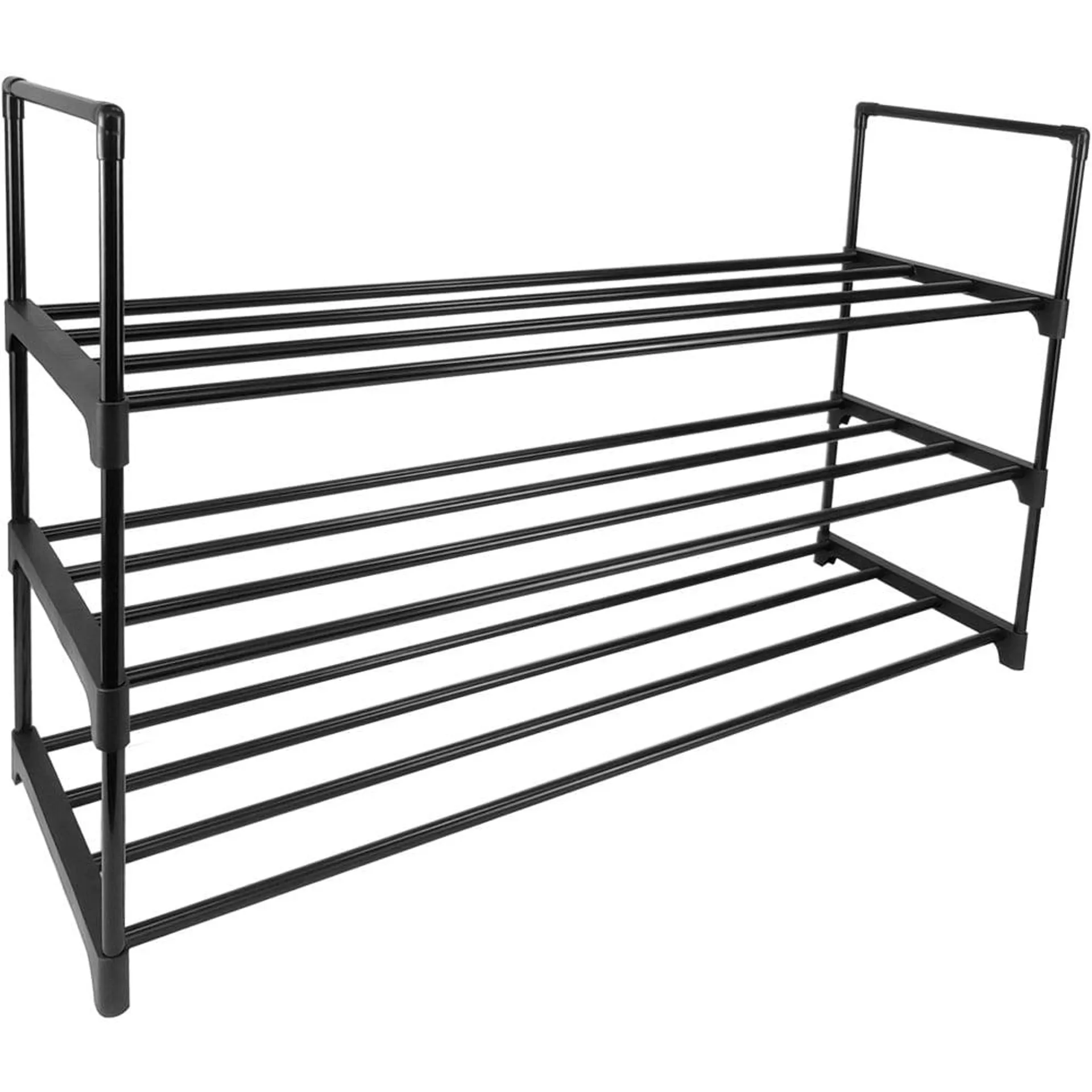 AMOS 3 Tier Black Shoe Rack