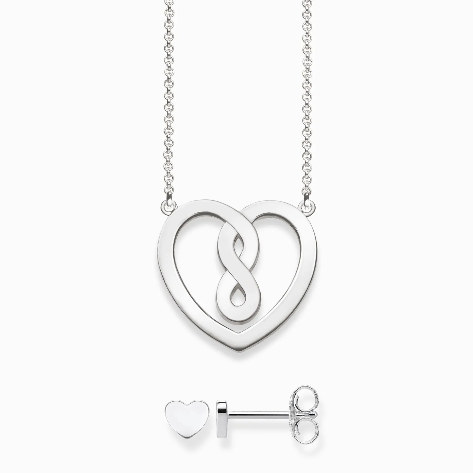Necklace and ear studs heart