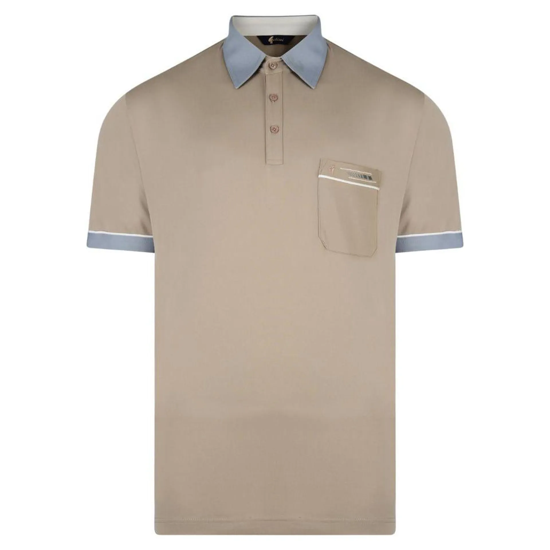 Gabicci Contrast Collar Polo - Stone