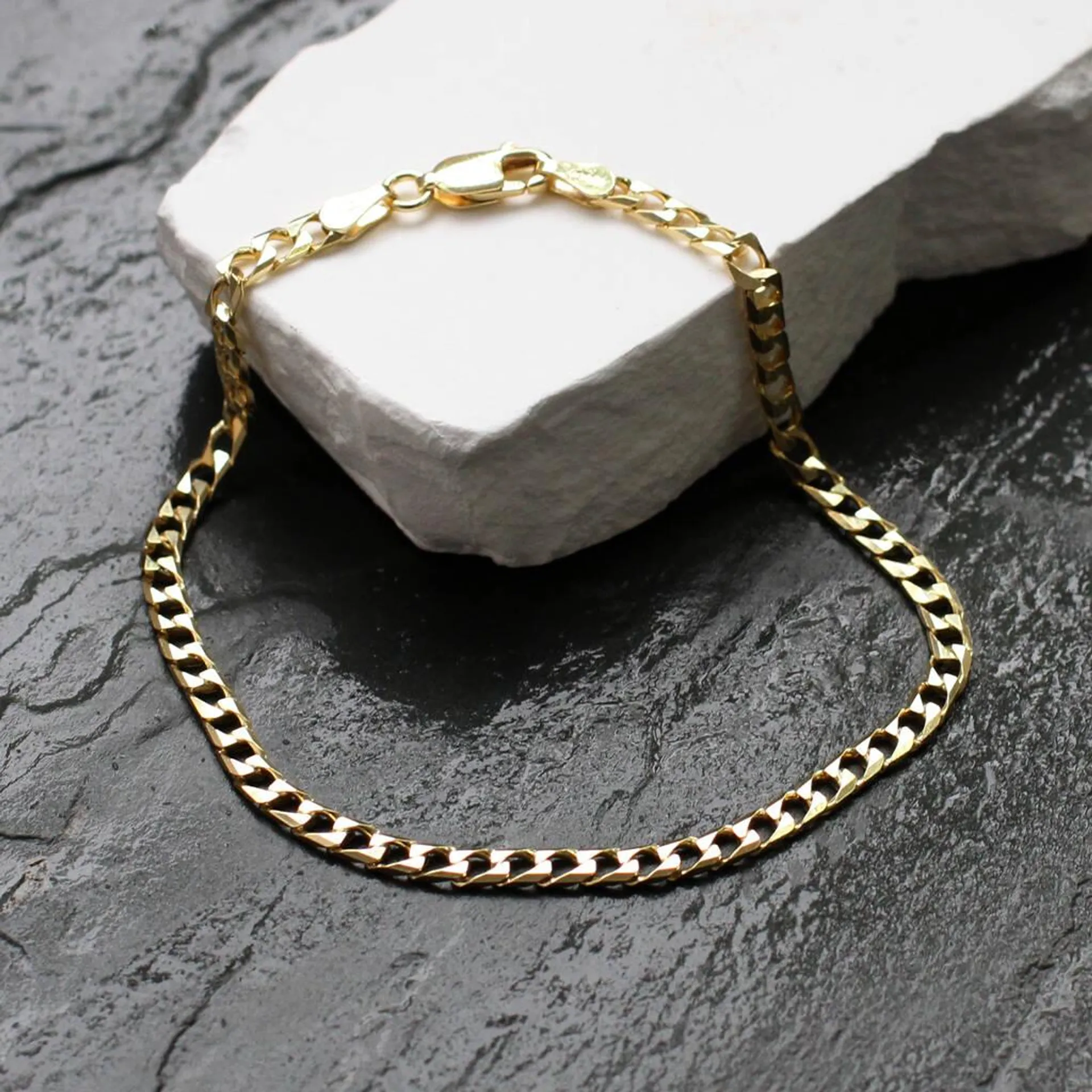 Men's 18ct Gold Plated Curb Chain Bracelet