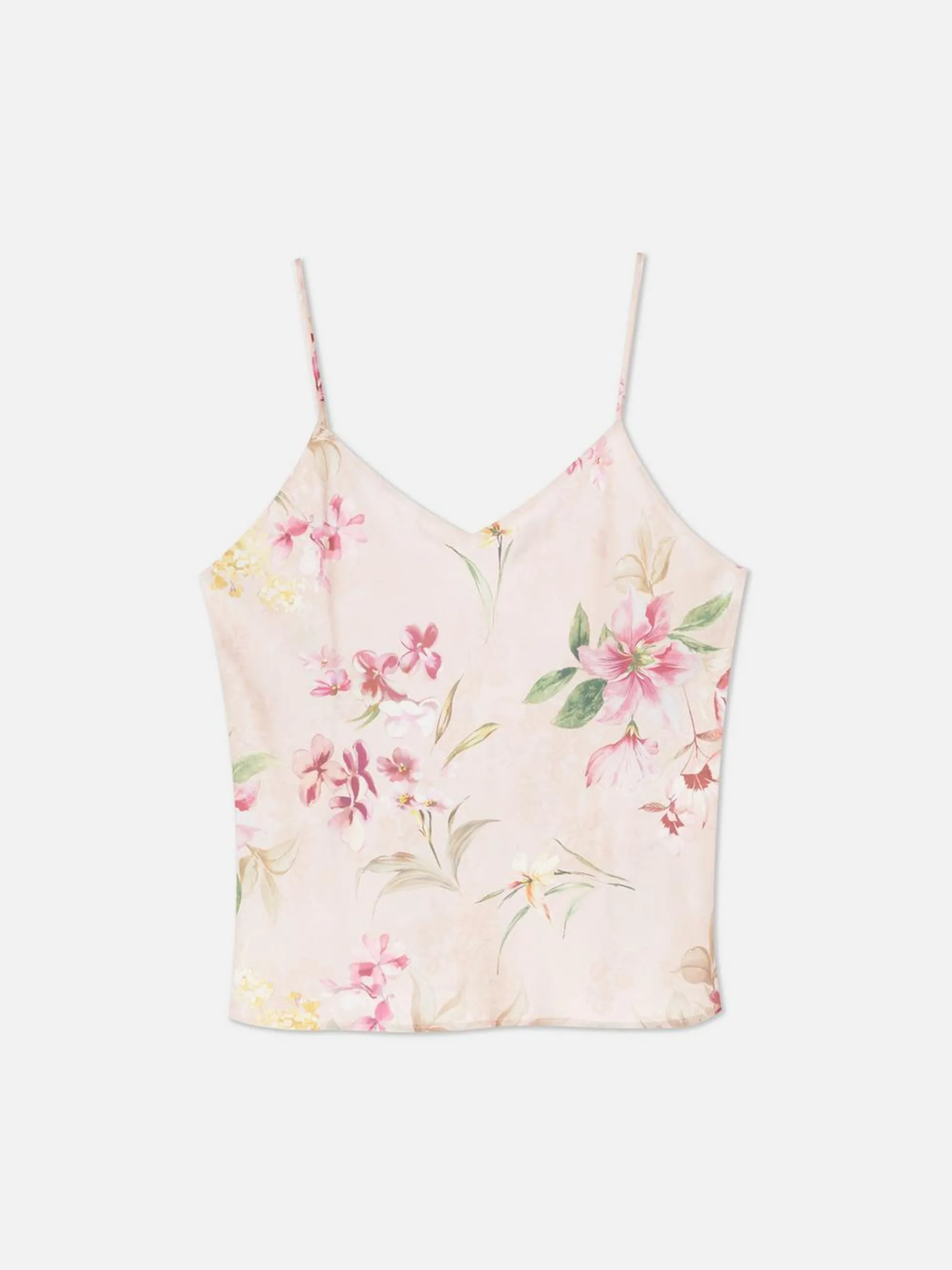 Floral Satin Cropped Cami Pyjama Top