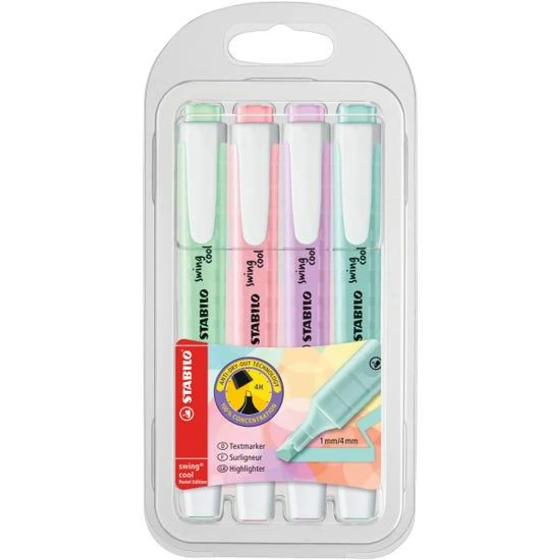 STABILO Swing Cool Pastel Highlighter Pack of 4