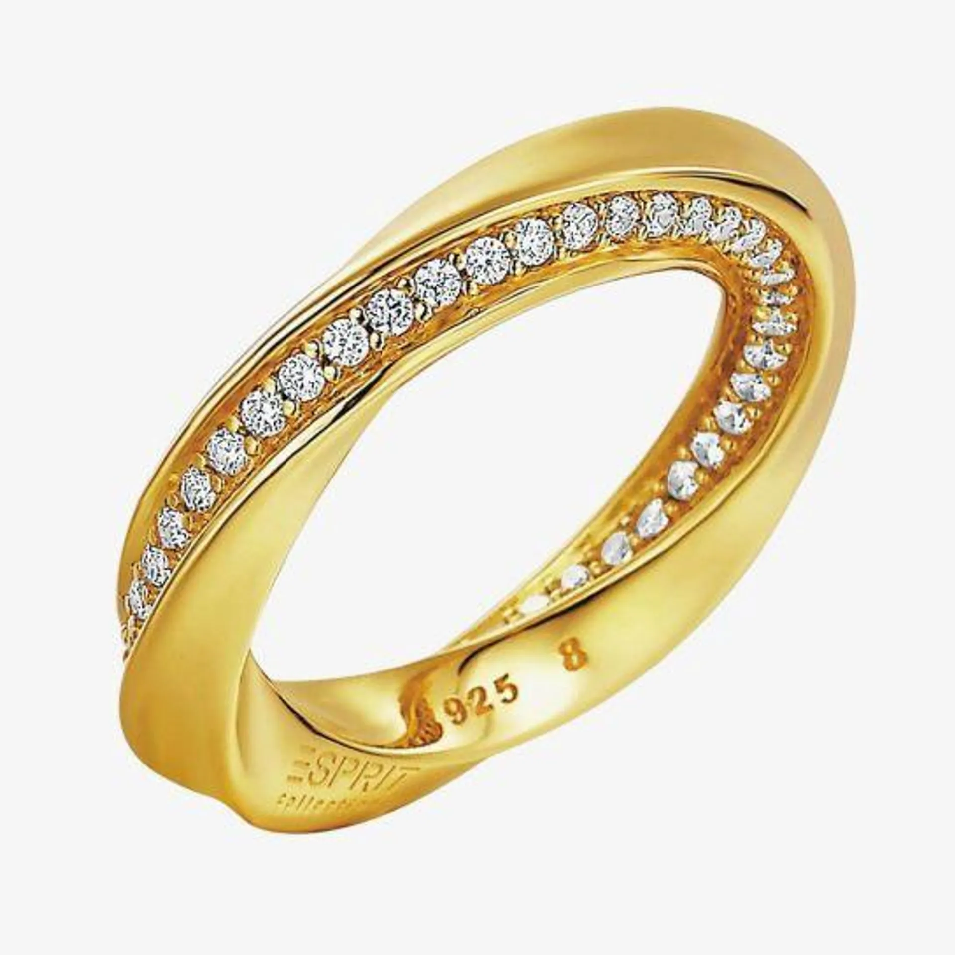 Esprit Gold Plated Silver Cubic Zirconia Twisted Ring ELRG91962B180