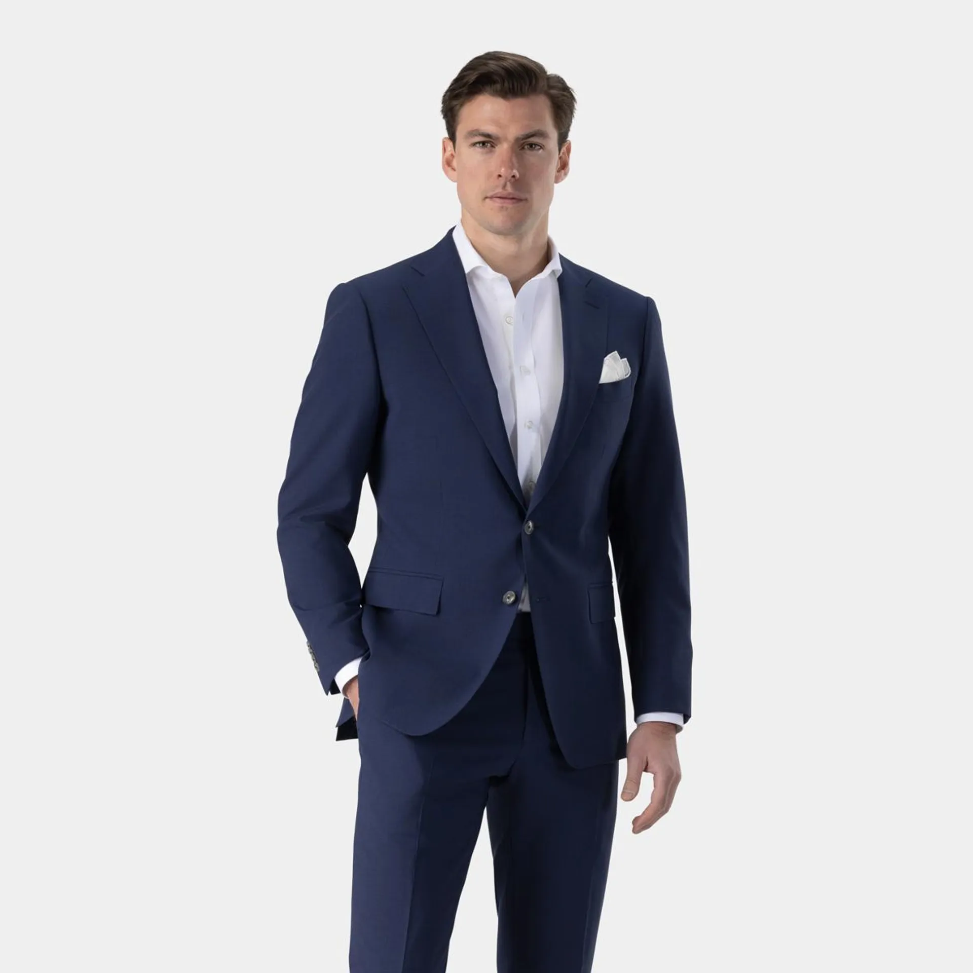 Navy two-piece stretch suit