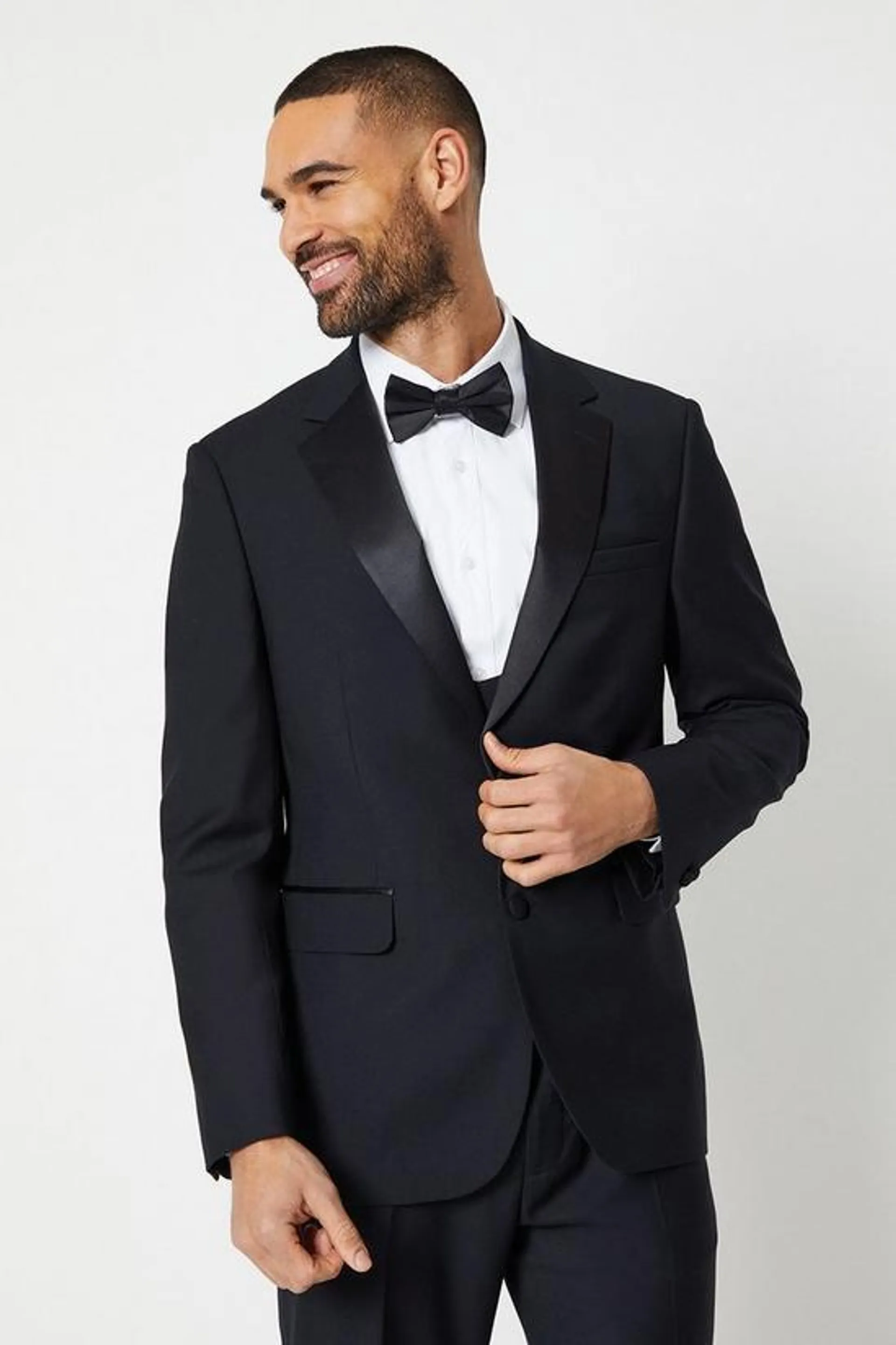 Tailored Fit Black Tuxedo Suit Jacket