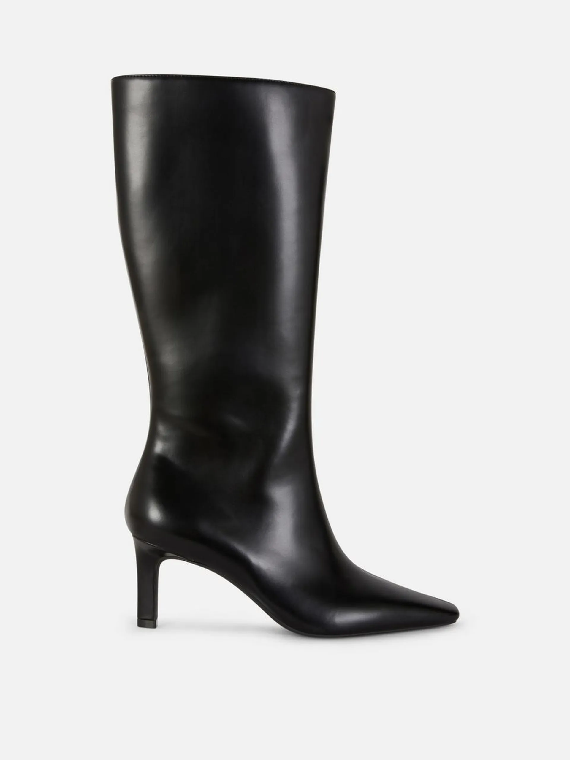 Wide Fit Faux Leather Knee-High Boots