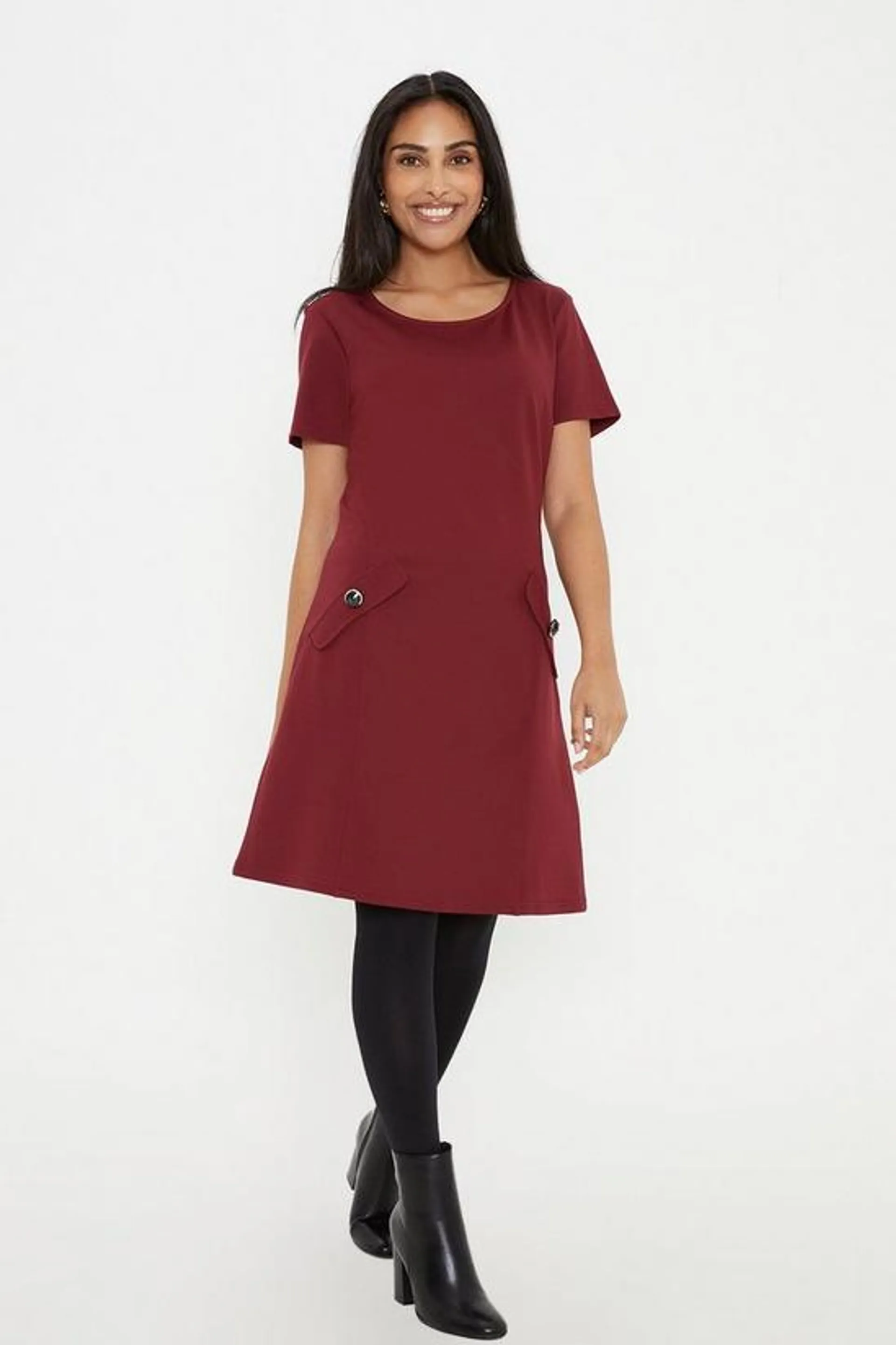 Petite Premium Ponte Side Pocket Shift Dress