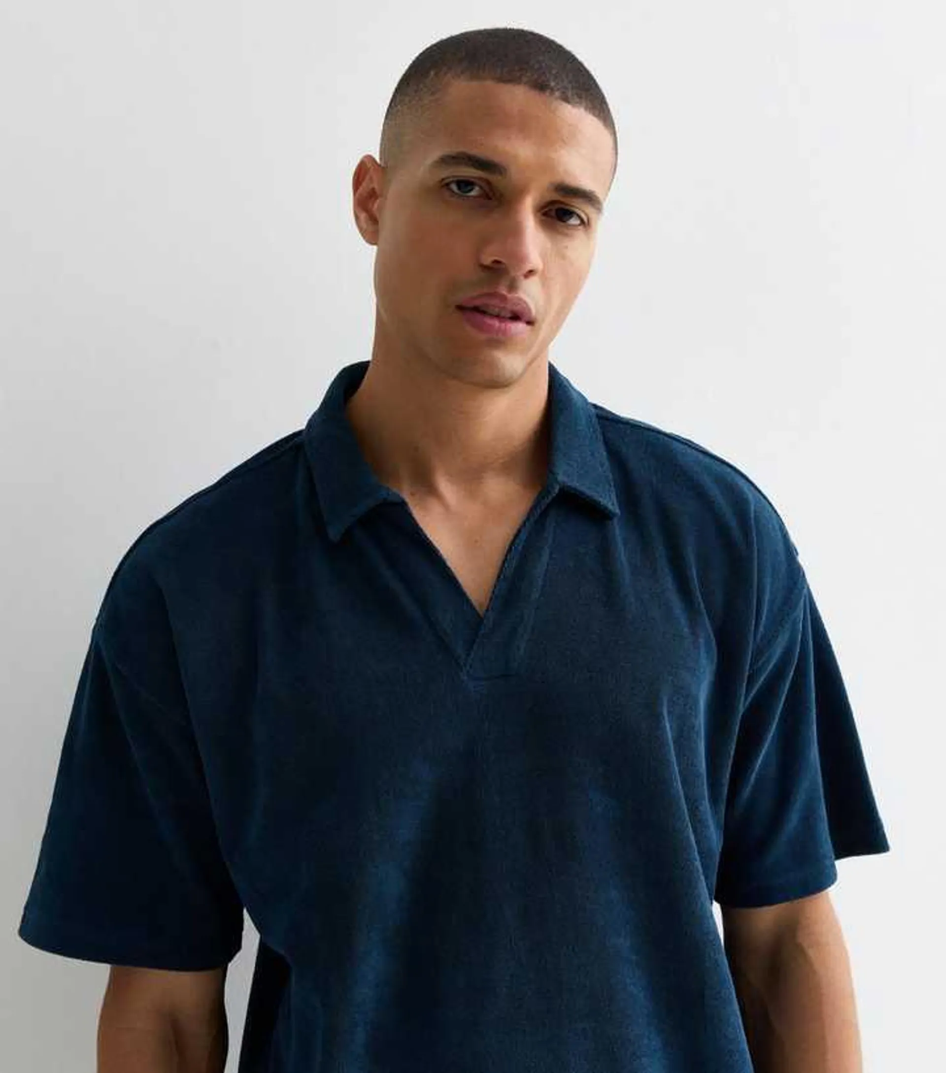 Navy Short Sleeve Towelling Shirt