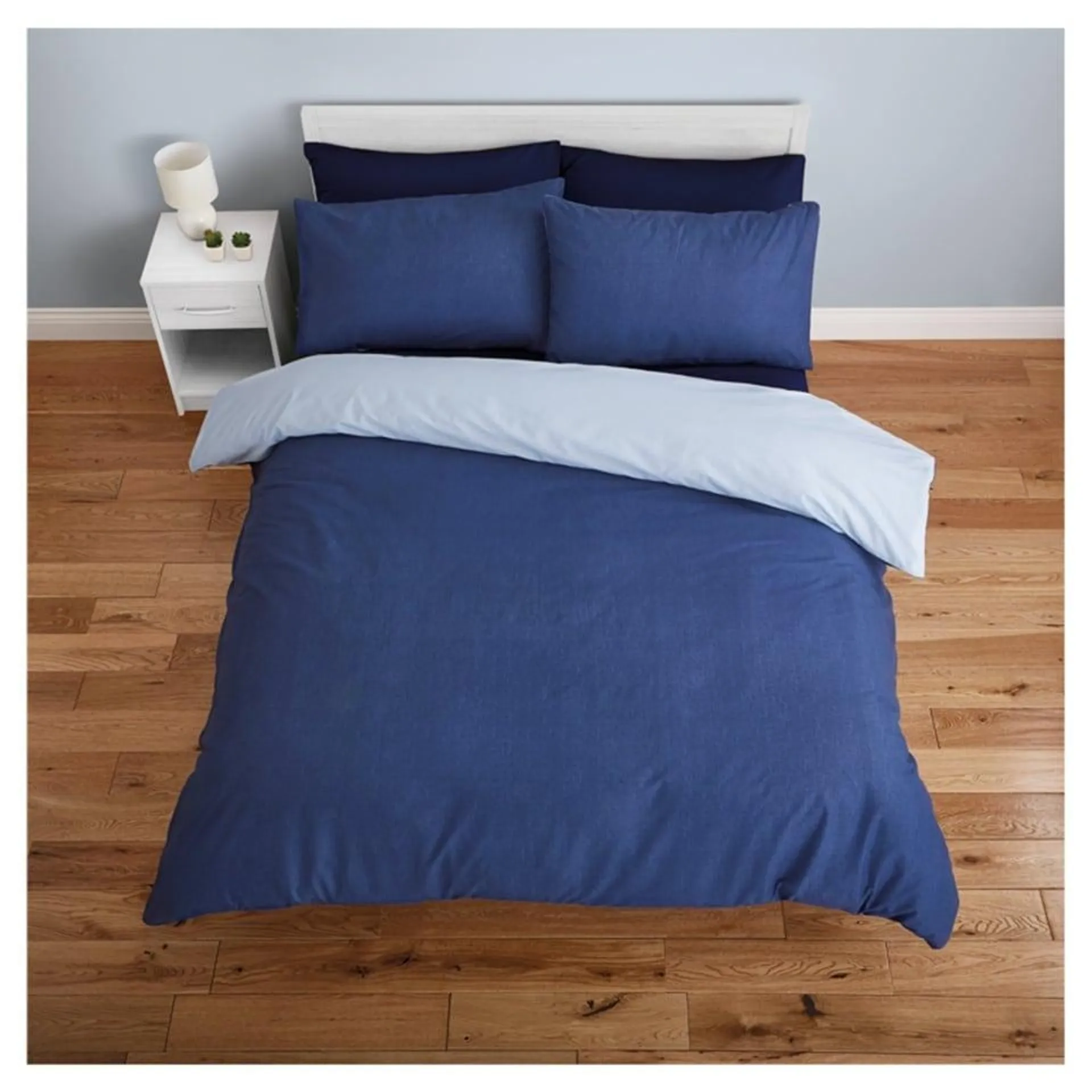 F&F Home Bedding Blue Reversible Duvet Set Double