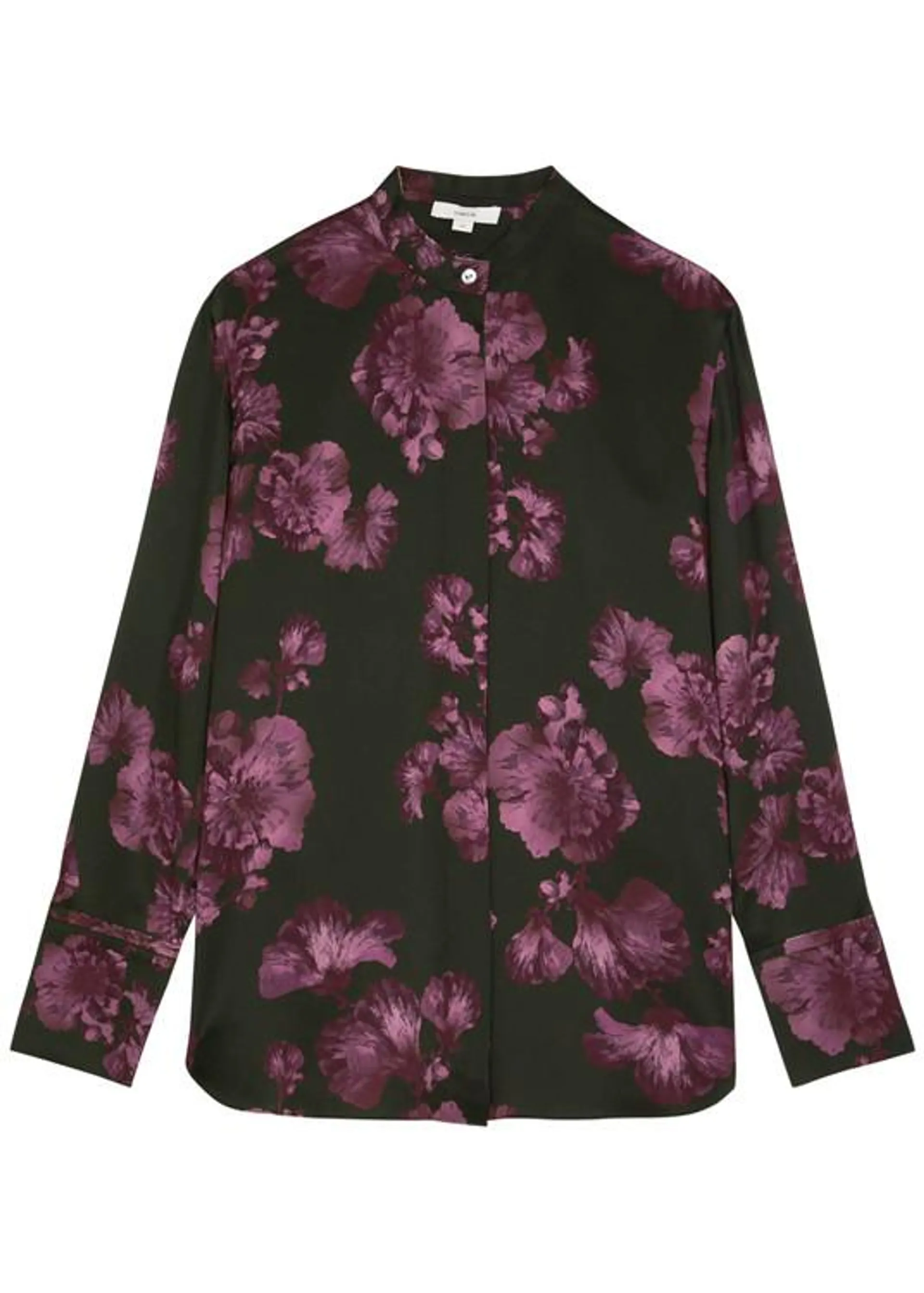 Floral-print silk-satin blouse