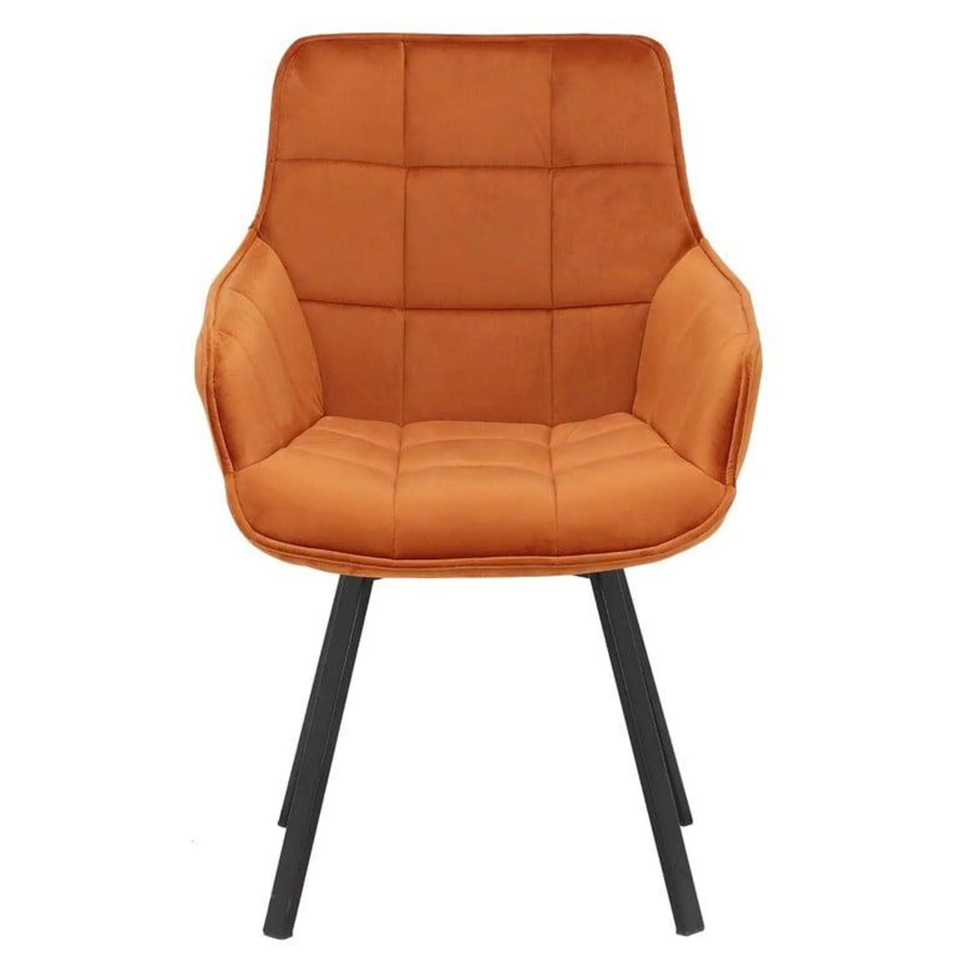 Orange Velvet Swivel Dining Chair