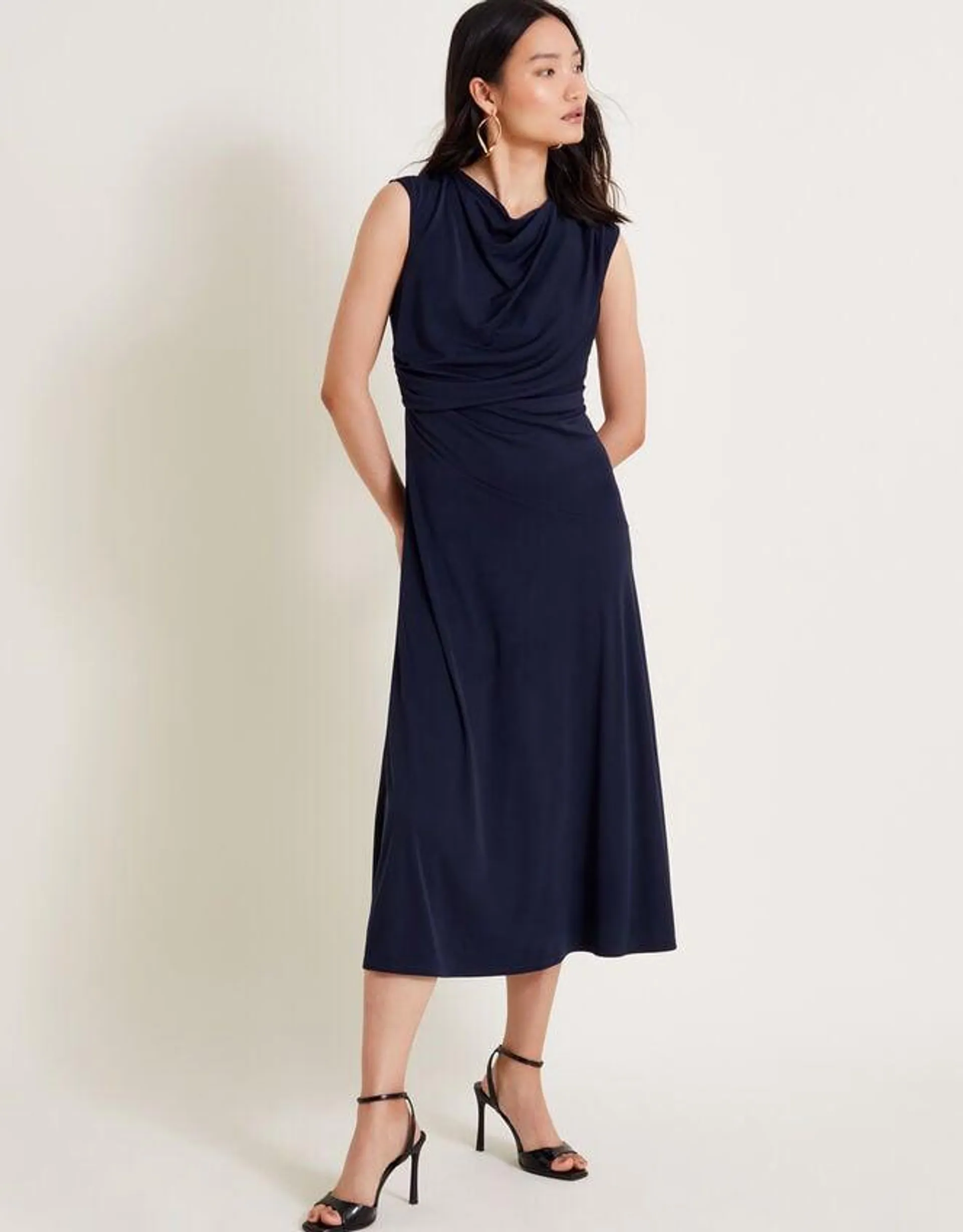 Debra Drape Jersey Dress Blue