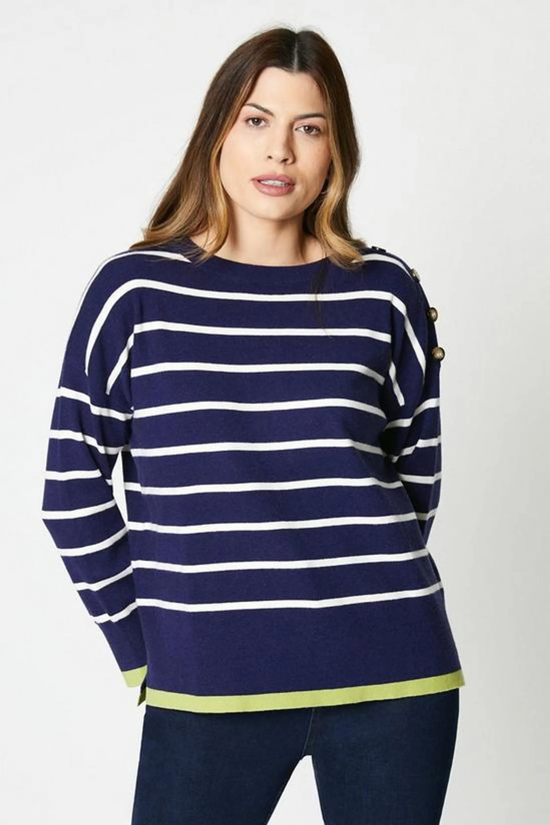 Button Detail Stripe Jumper