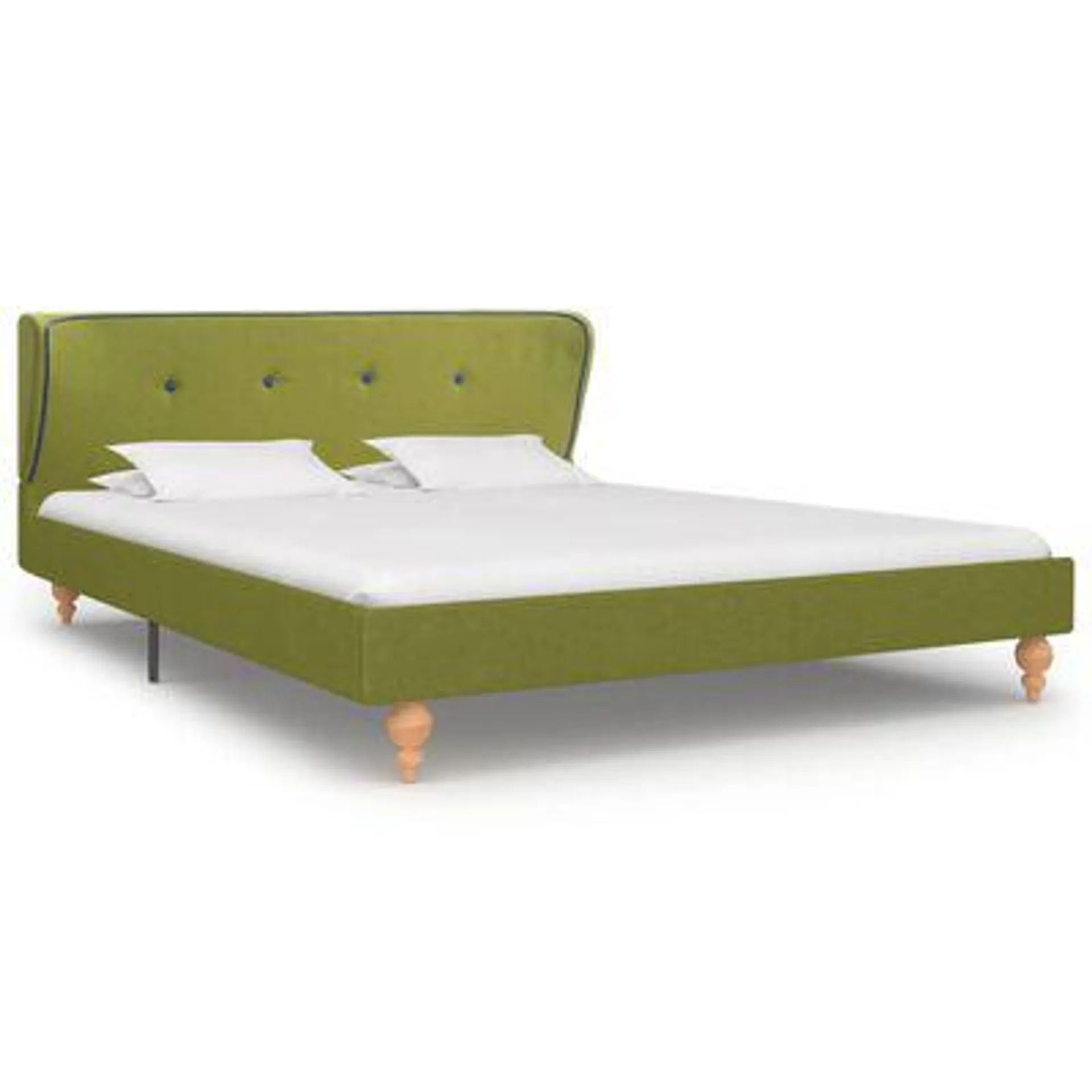 vidaXL Bed Frame Green Fabric 135x190 cm 4FT6 Double