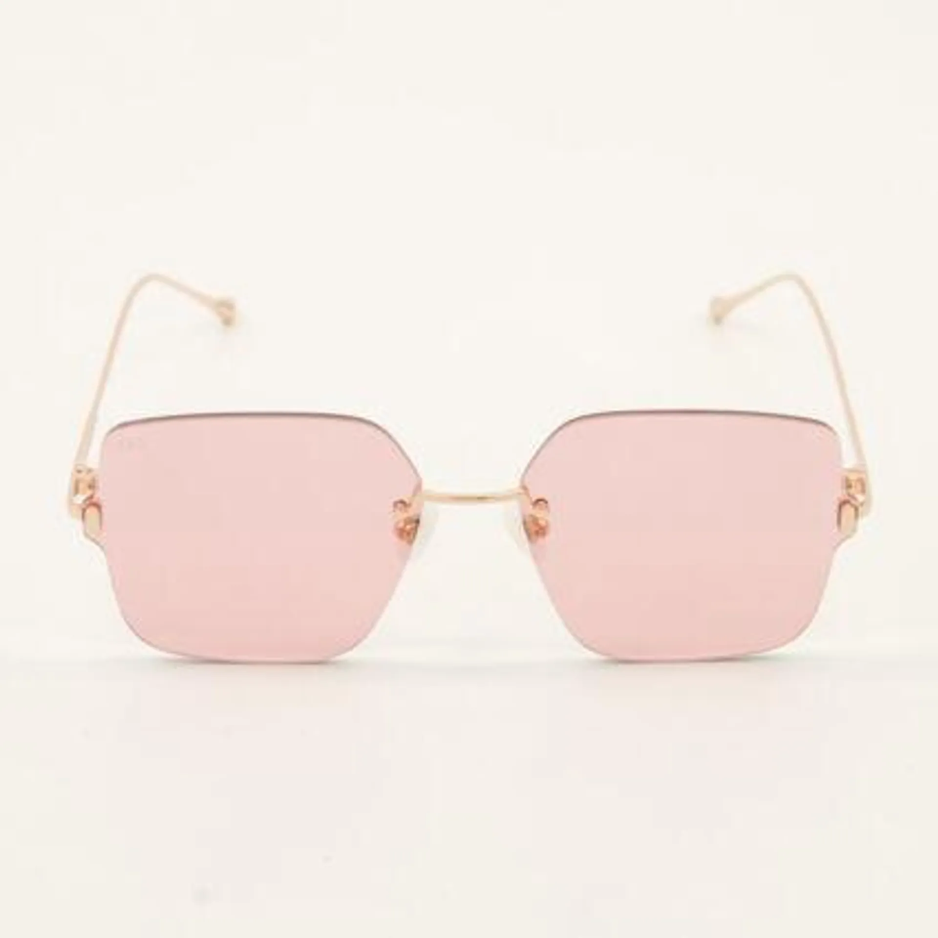 Pink Frameless Square Sunglasses