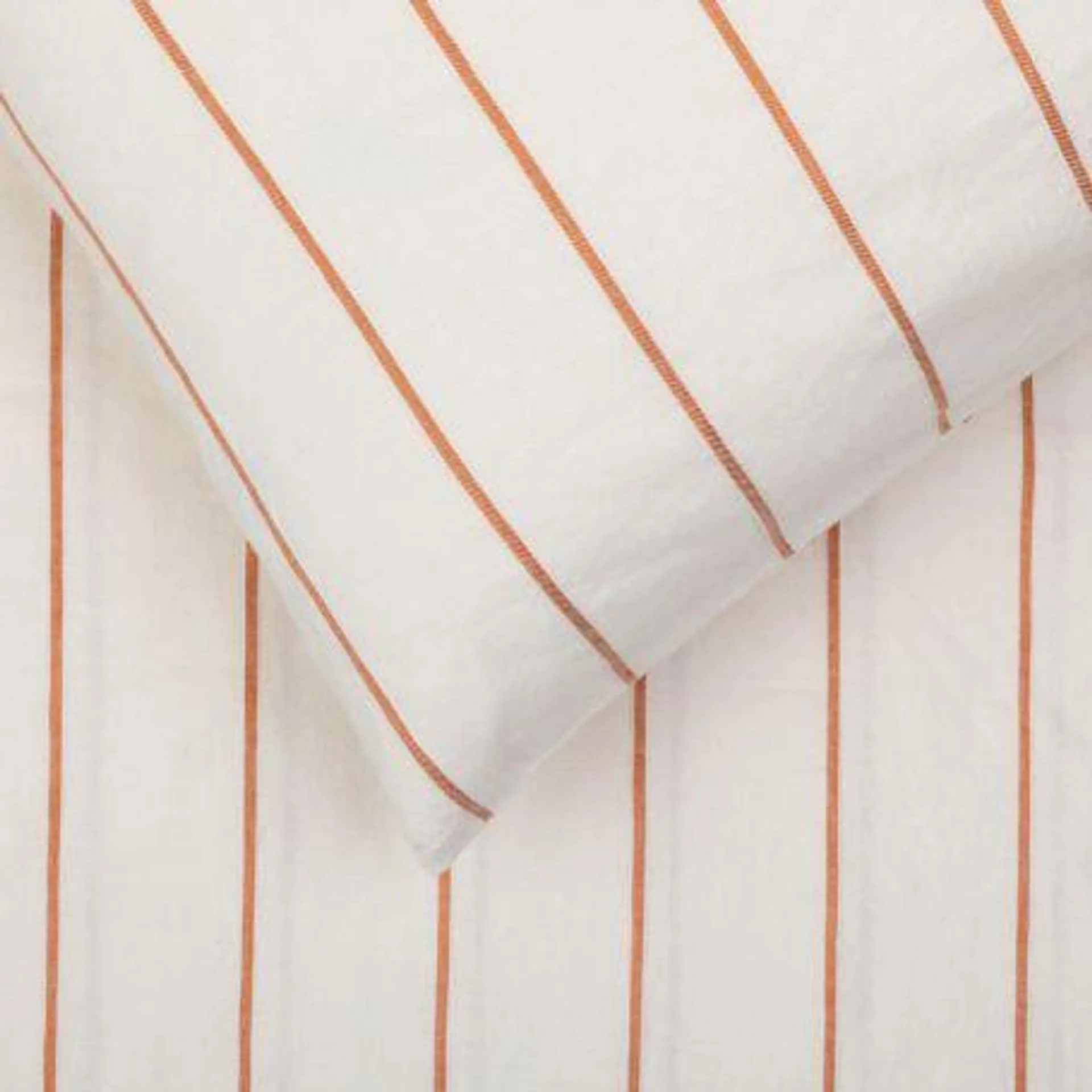 Washed Cotton Orange & White Stripe Bed Linen