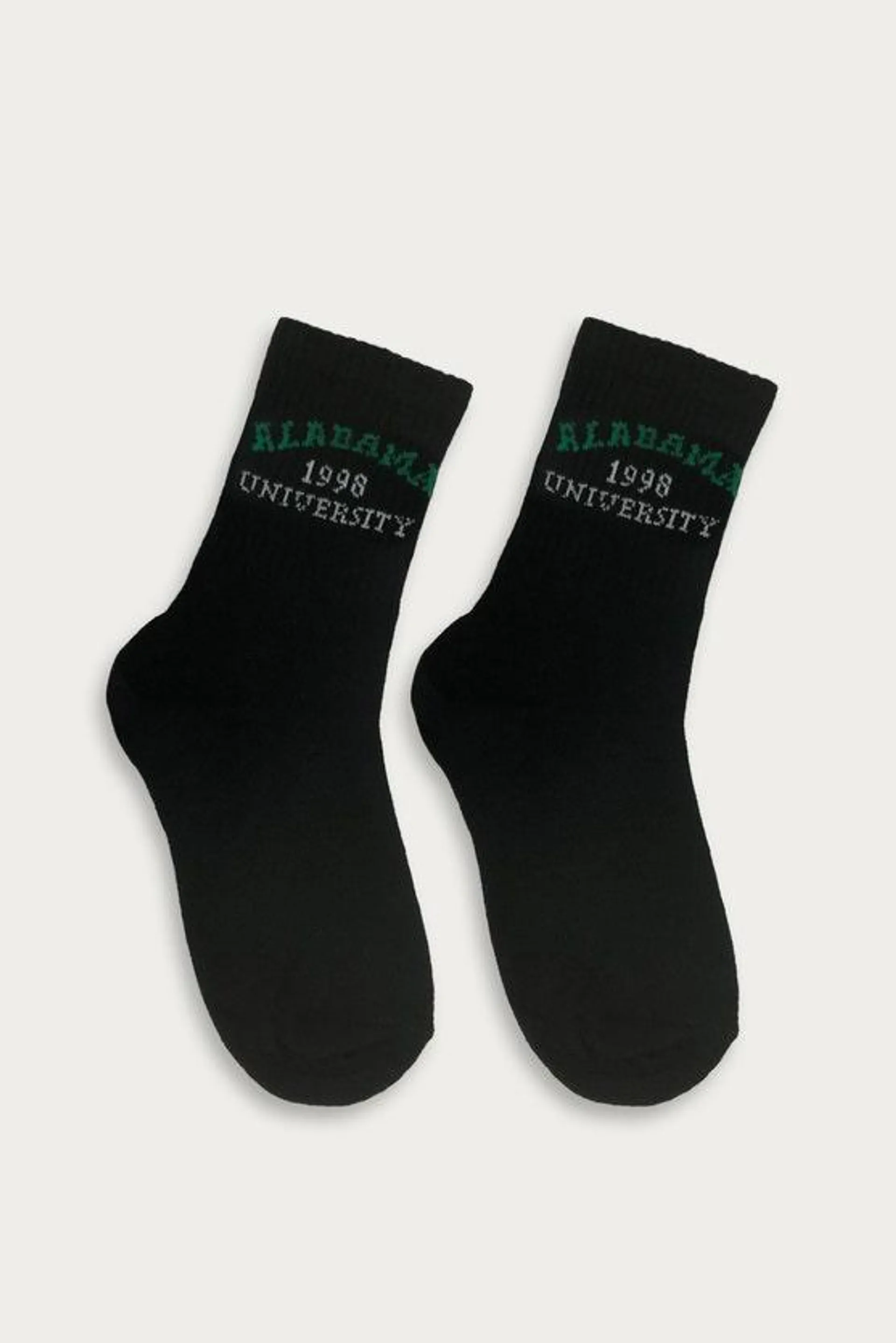 Black-Jade Green Alabama Slogan Crew Socks