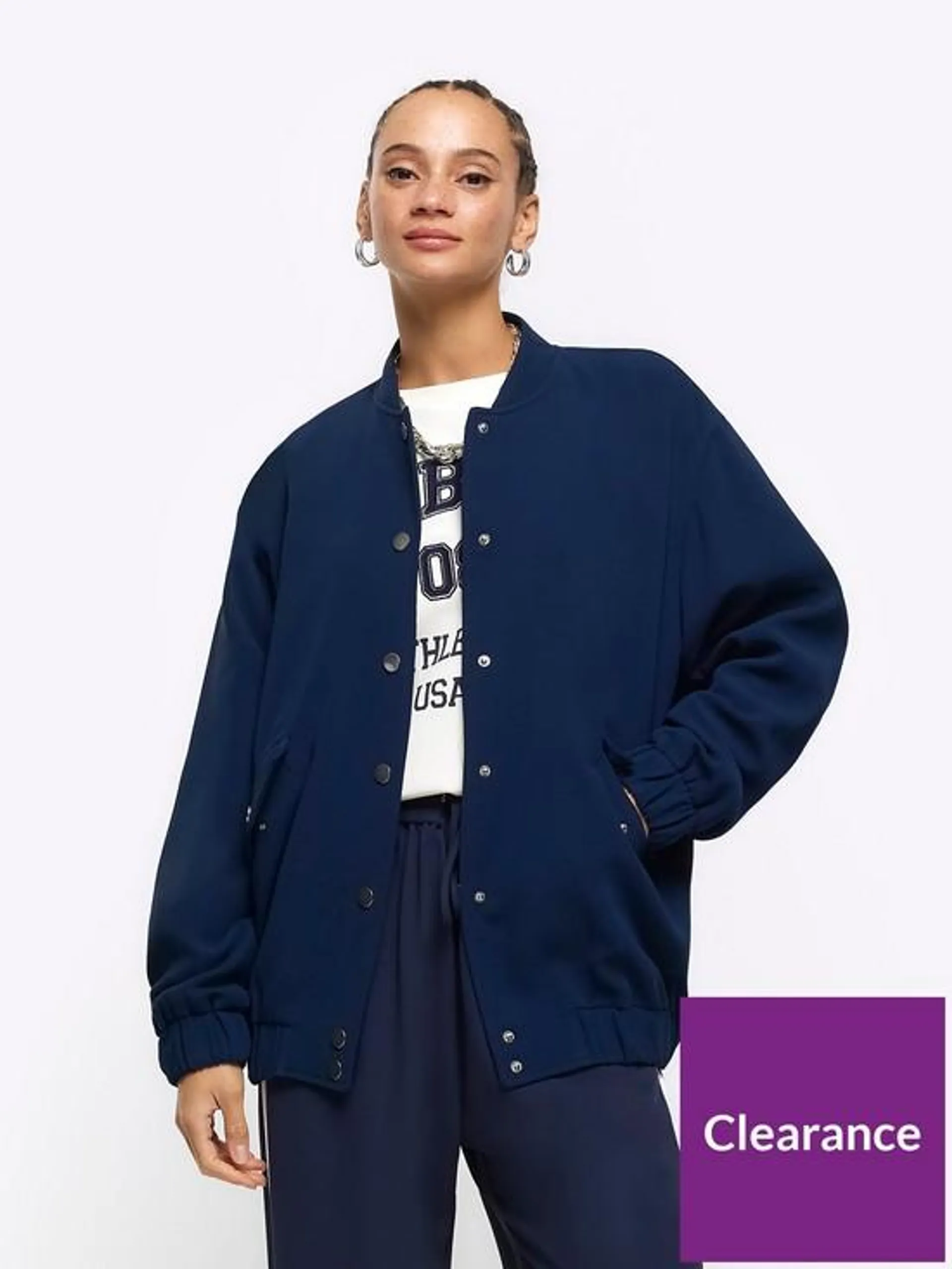 Oversized Tailored Bomber - Navy