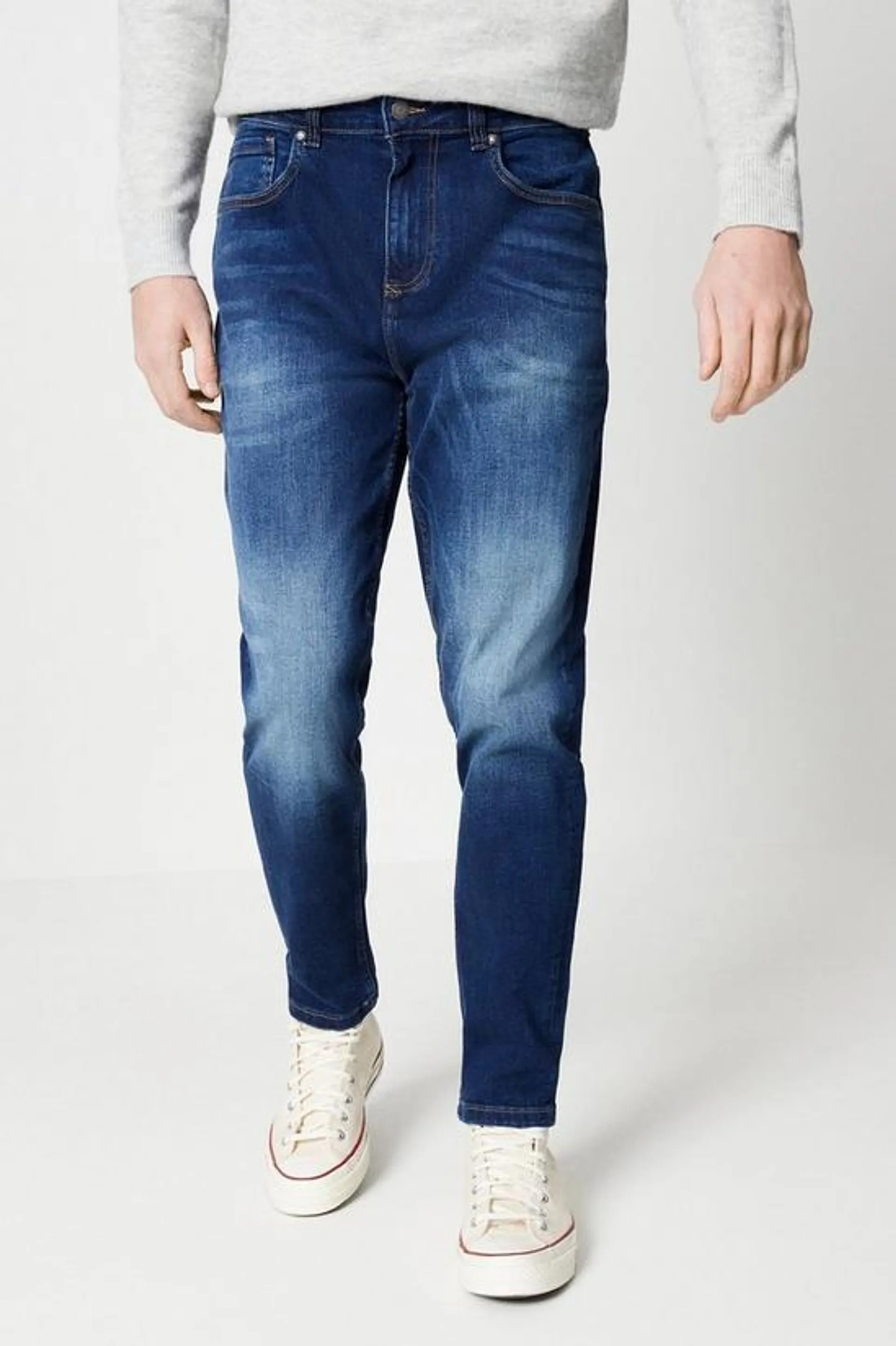 Slim Fit Mid Blue Jeans