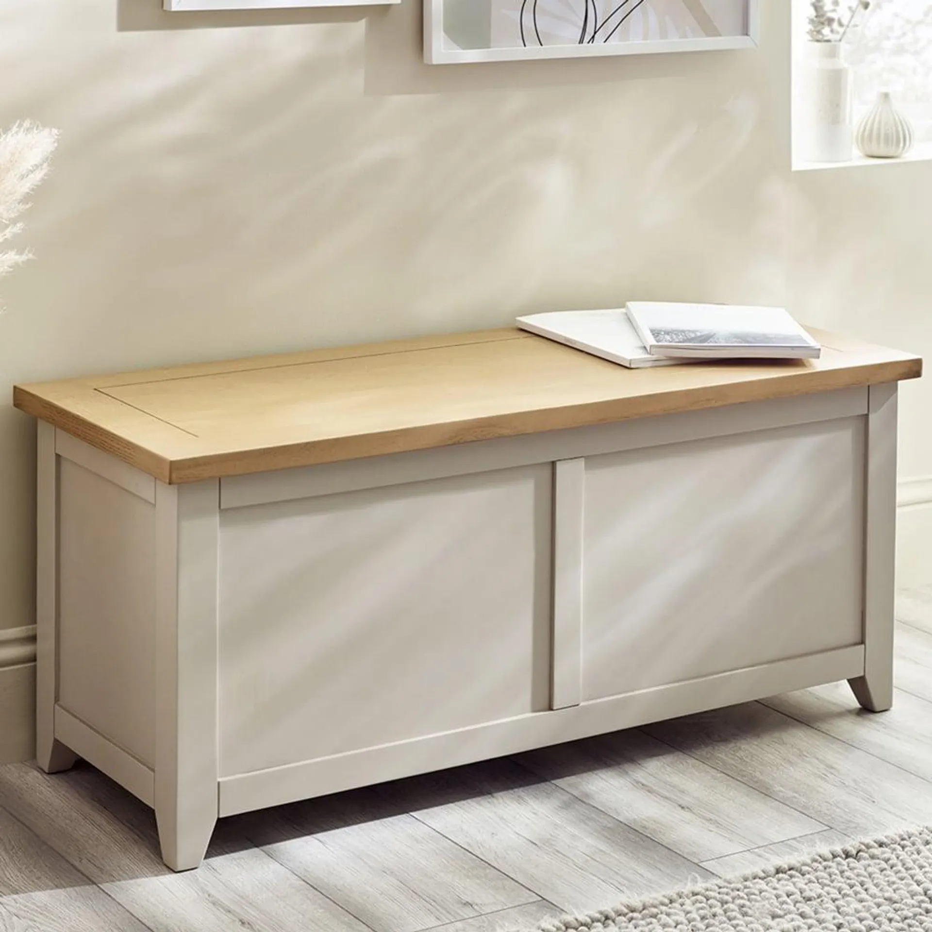 Julian Bowen Richmond Grey and Pale Oak Storage Bench