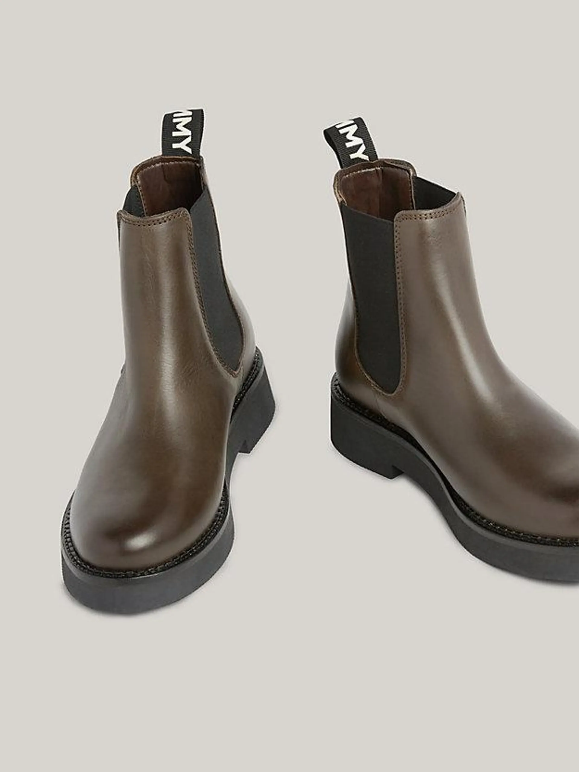 Repeat Logo Tape Leather Chelsea Boots