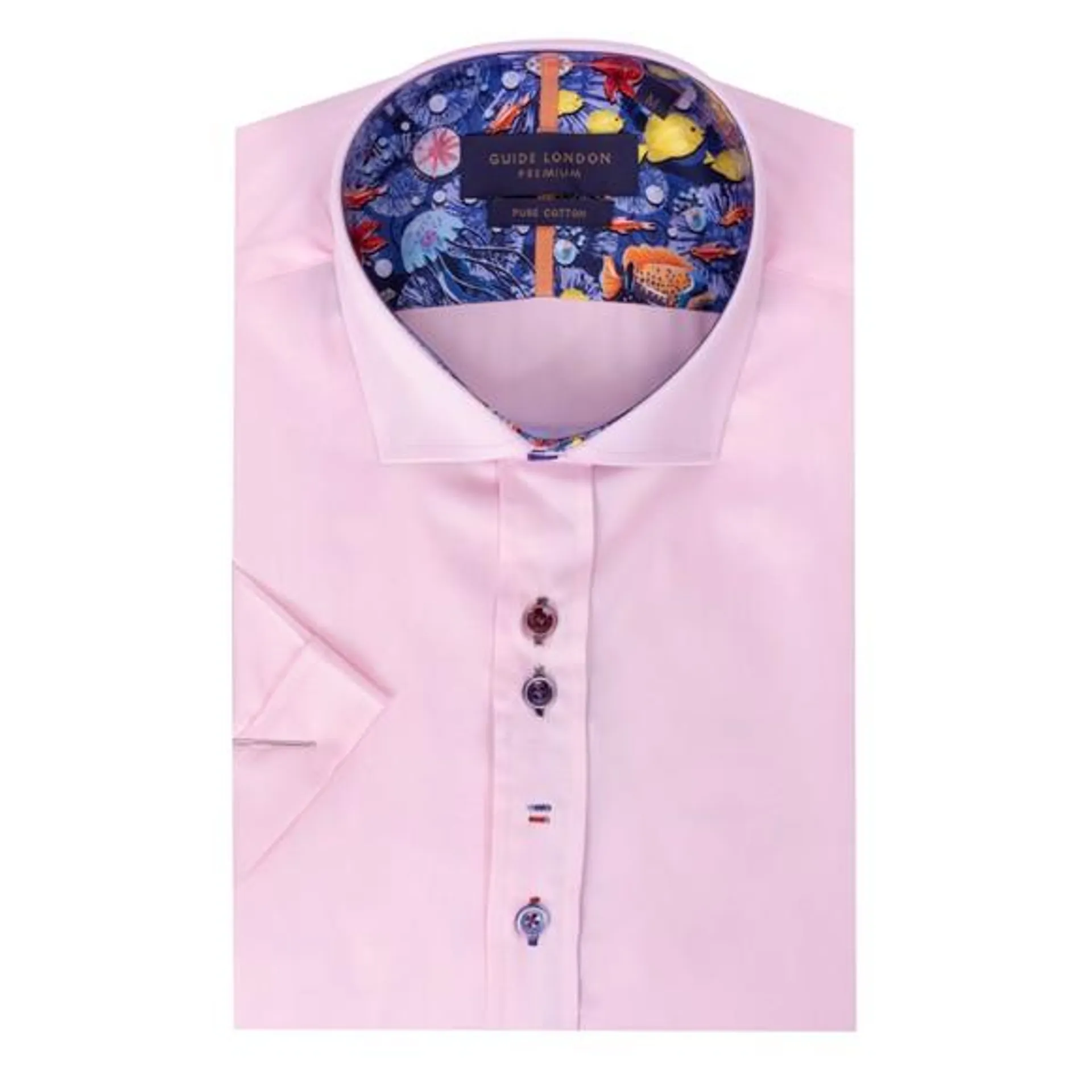 Mens Pink Aquatic Collar SS Shirt